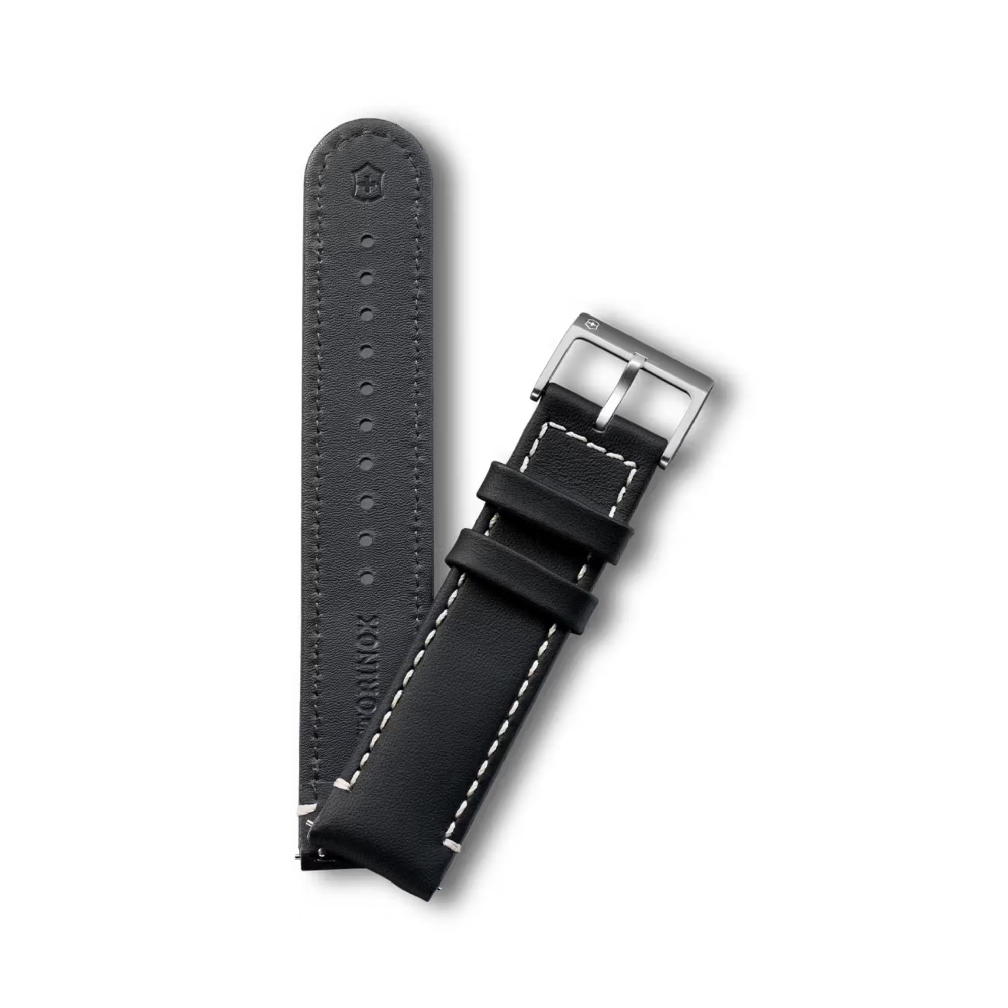 Victorinox Genuine Leather 21mm Black Watch Strap D2 V.60063
