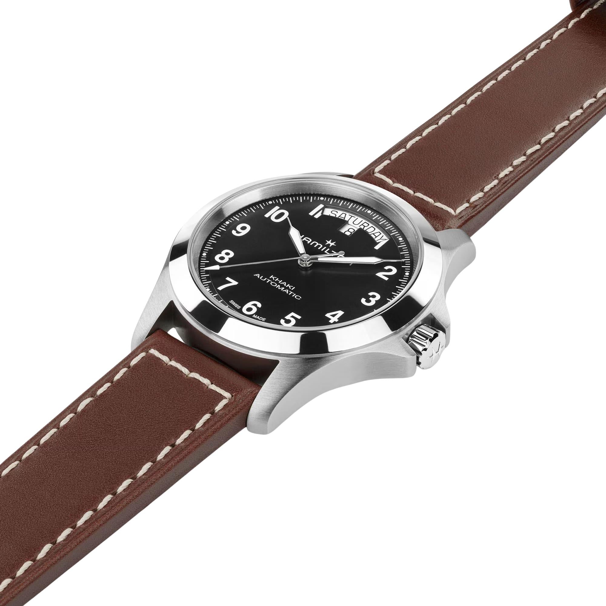 Hamilton Khaki Field 40mm Black Dial Leather Mens Automatic Watch H64475531