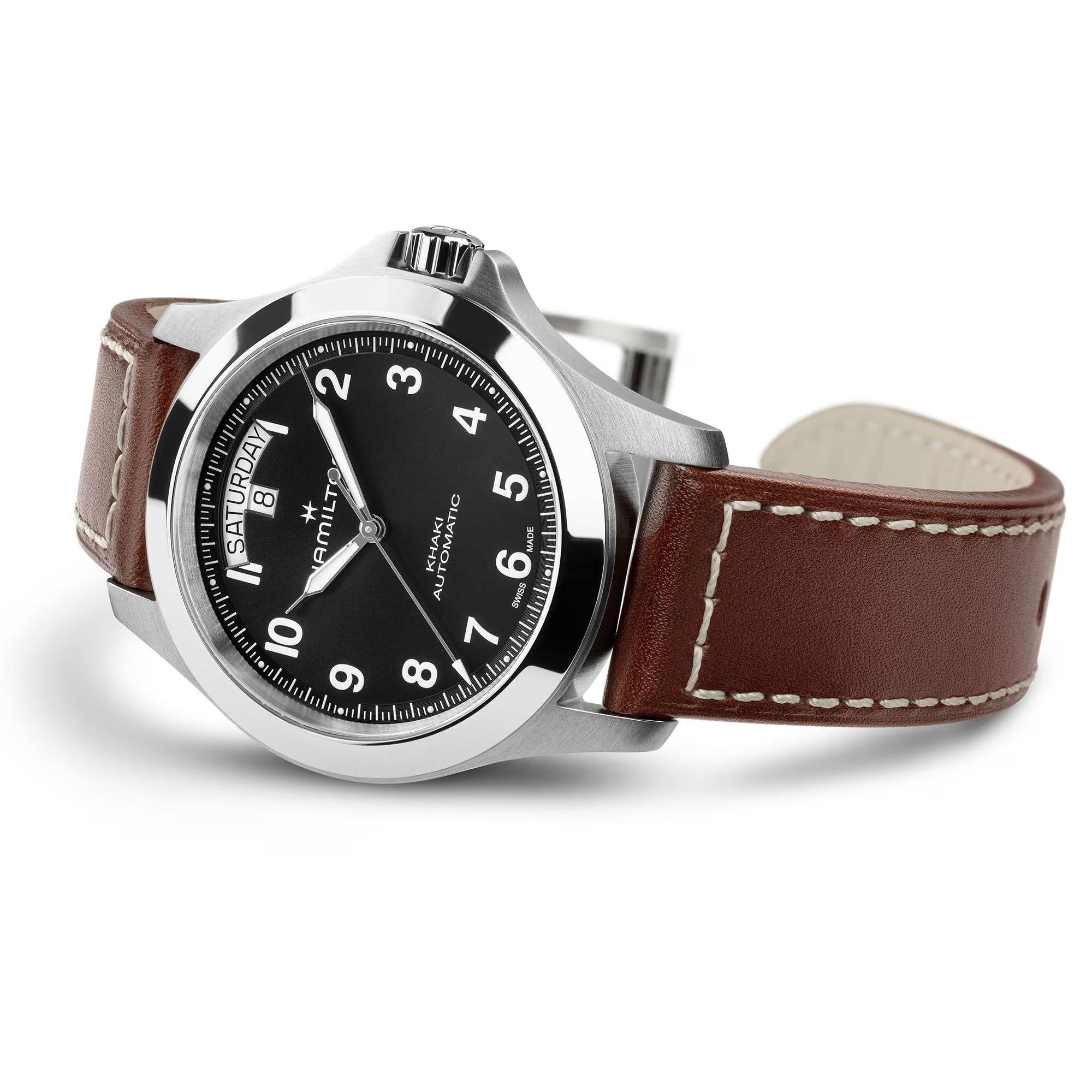 Hamilton Khaki Field 40mm Black Dial Leather Mens Automatic Watch H64475531