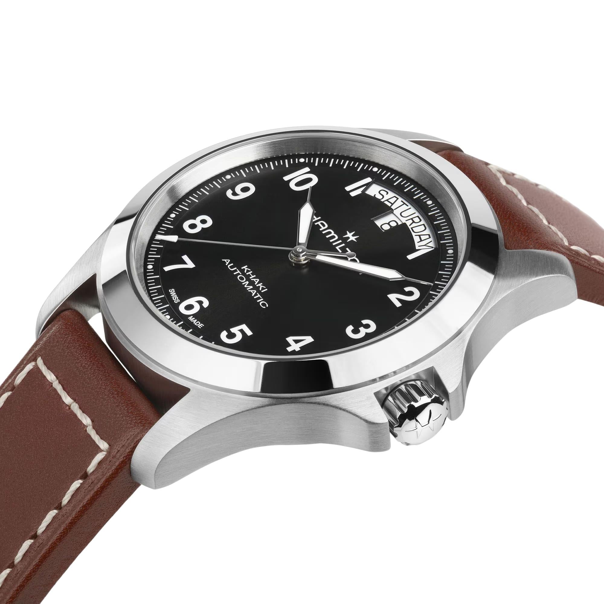 Hamilton Khaki Field 40mm Black Dial Leather Mens Automatic Watch H64475531