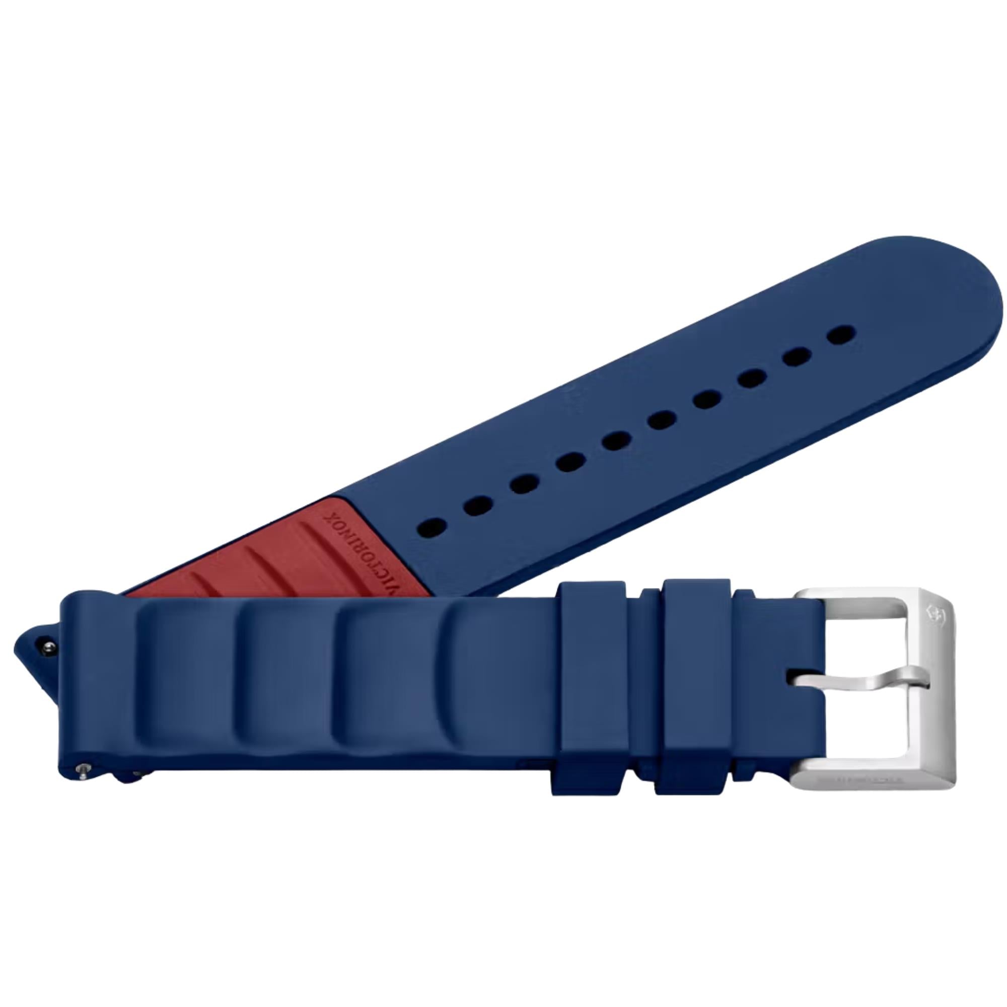 Victorinox Blue 21mm Red Pad Rubber Watch Strap D2 V.60042