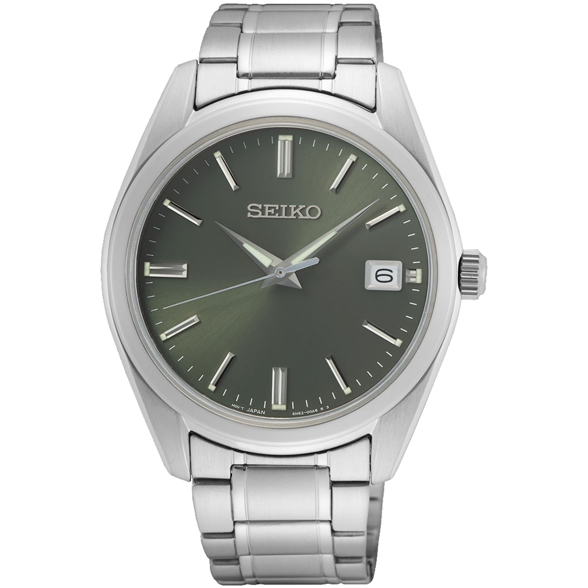 Seiko Essentials 40mm Green Dial Steel Mens Quartz Watch SUR527P1