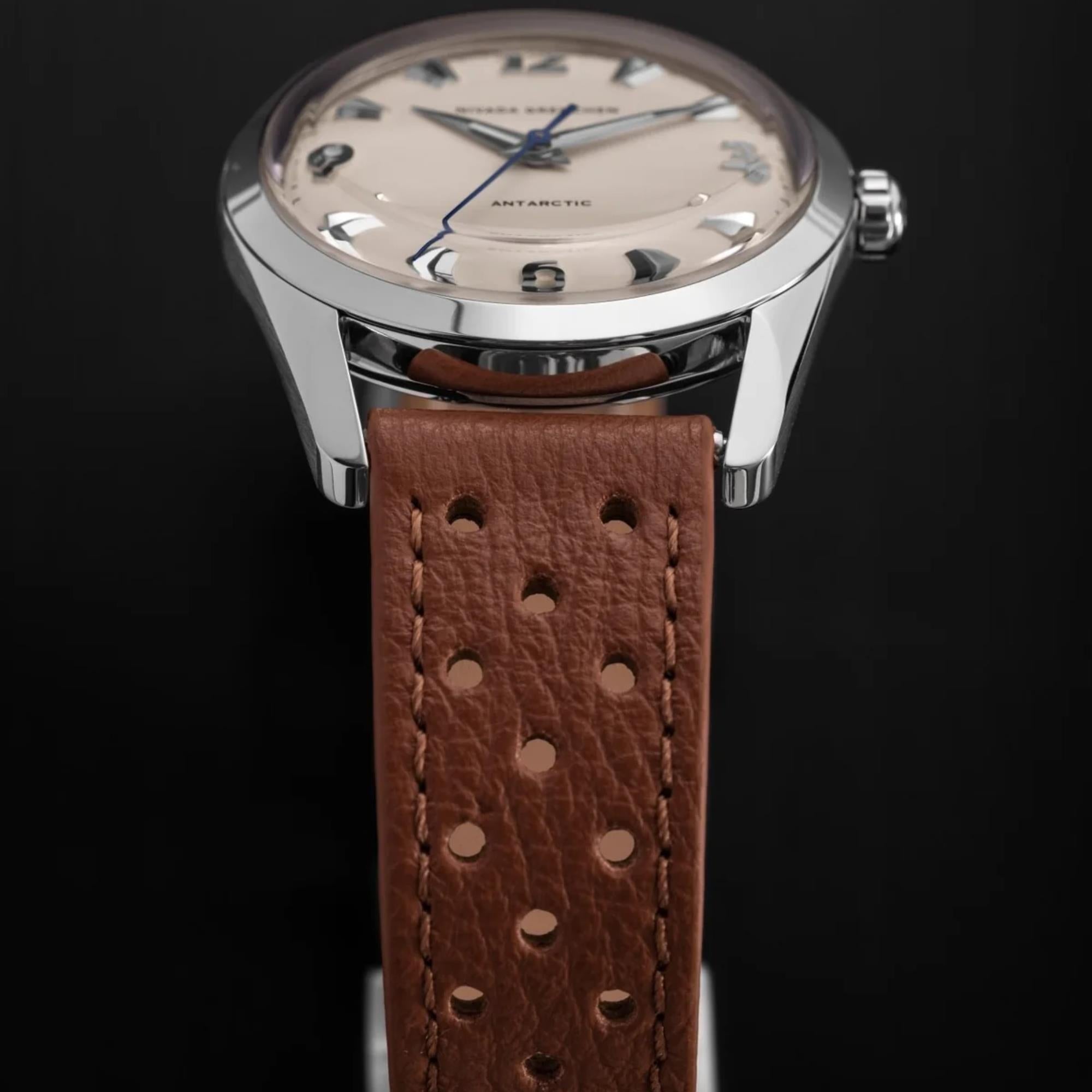 Nivada Grenchen Antarctic 35mm Eggshell White Dial Leather Mens Manual-Wind Watch 35004M41