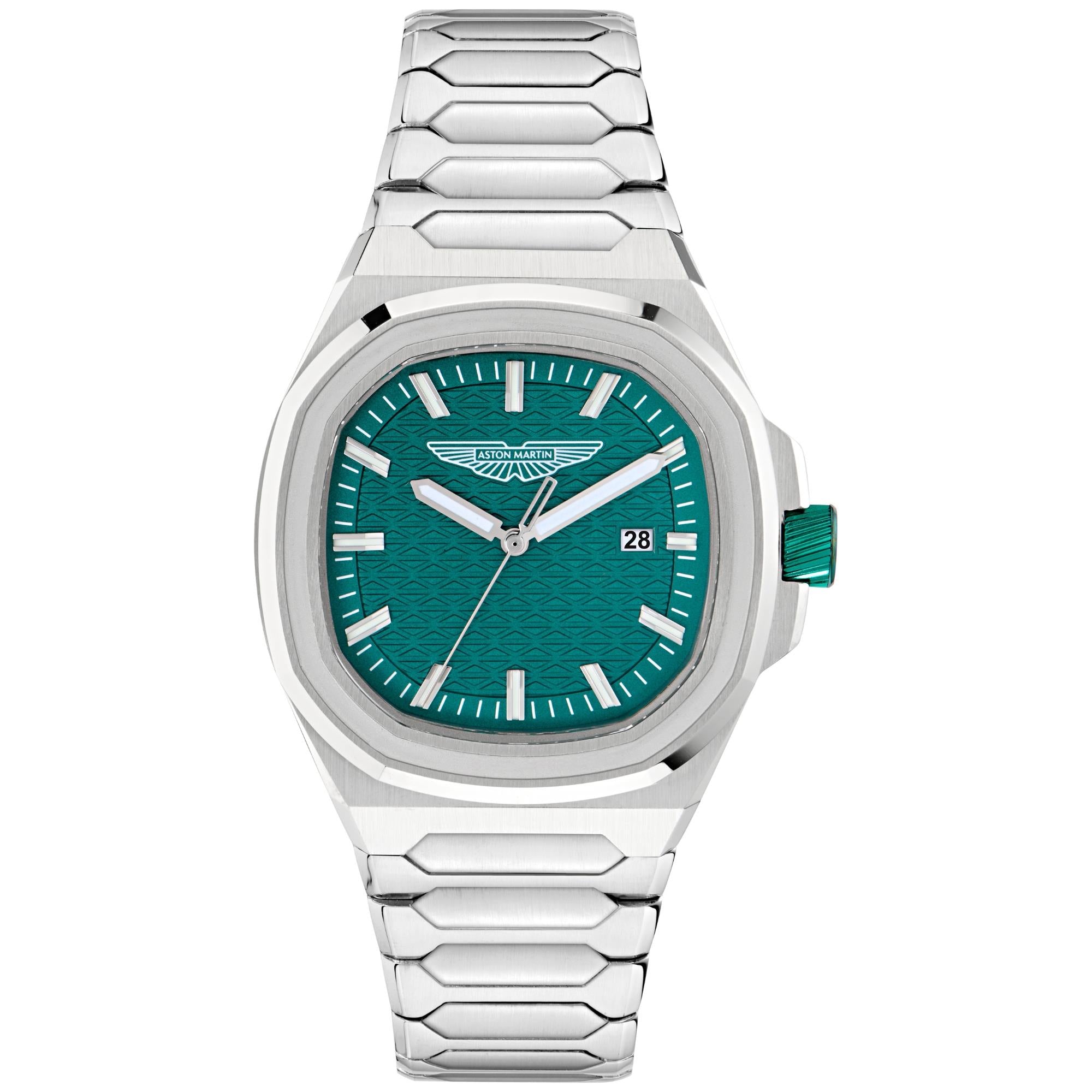 Aston Martin Icon GPQ 42mm RSST Case Podium Green Dial RSST Bracelet Mens Quartz Watch MTIG2S604
