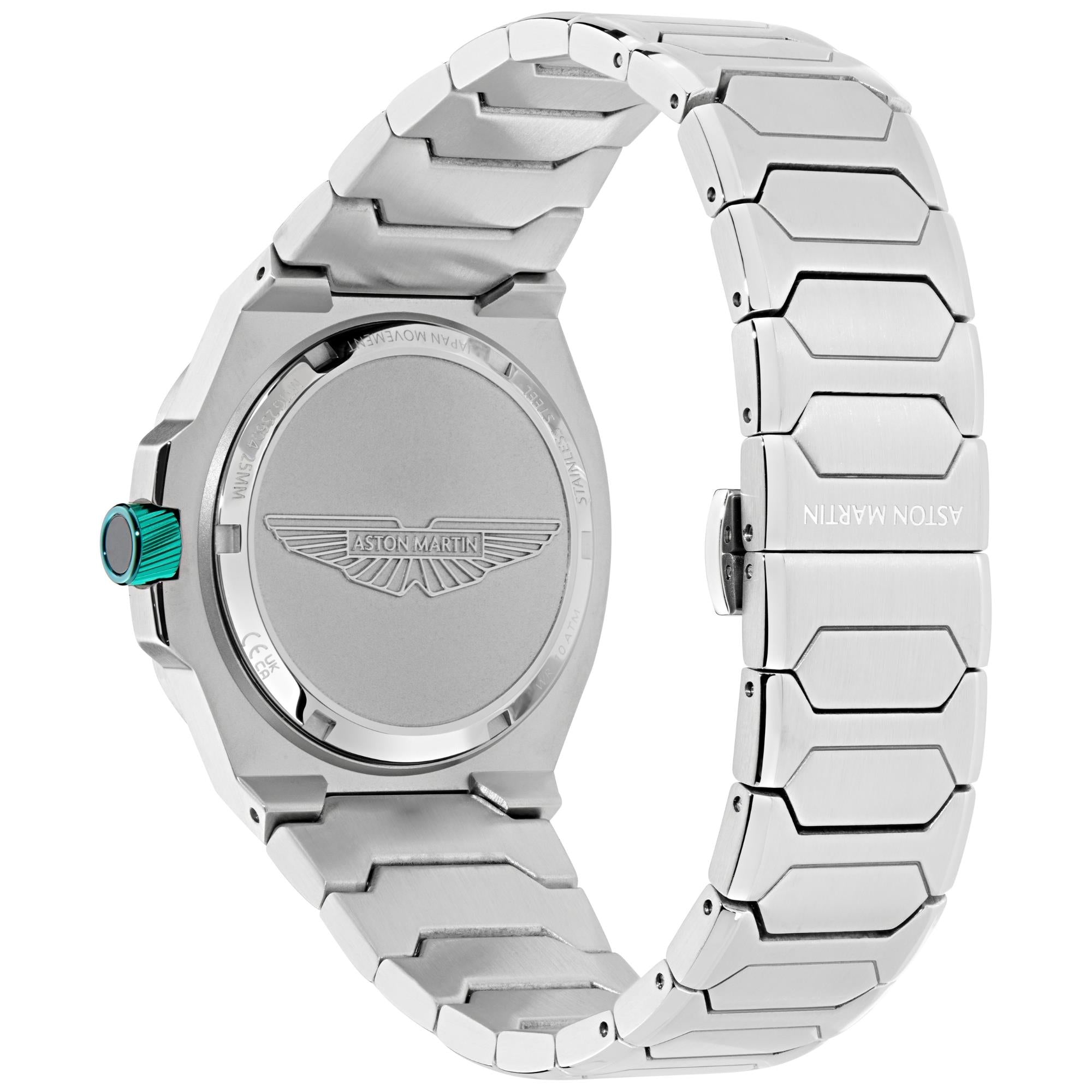 Aston Martin Icon GPQ 42mm RSST Case Podium Green Dial RSST Bracelet Mens Quartz Watch MTIG2S604