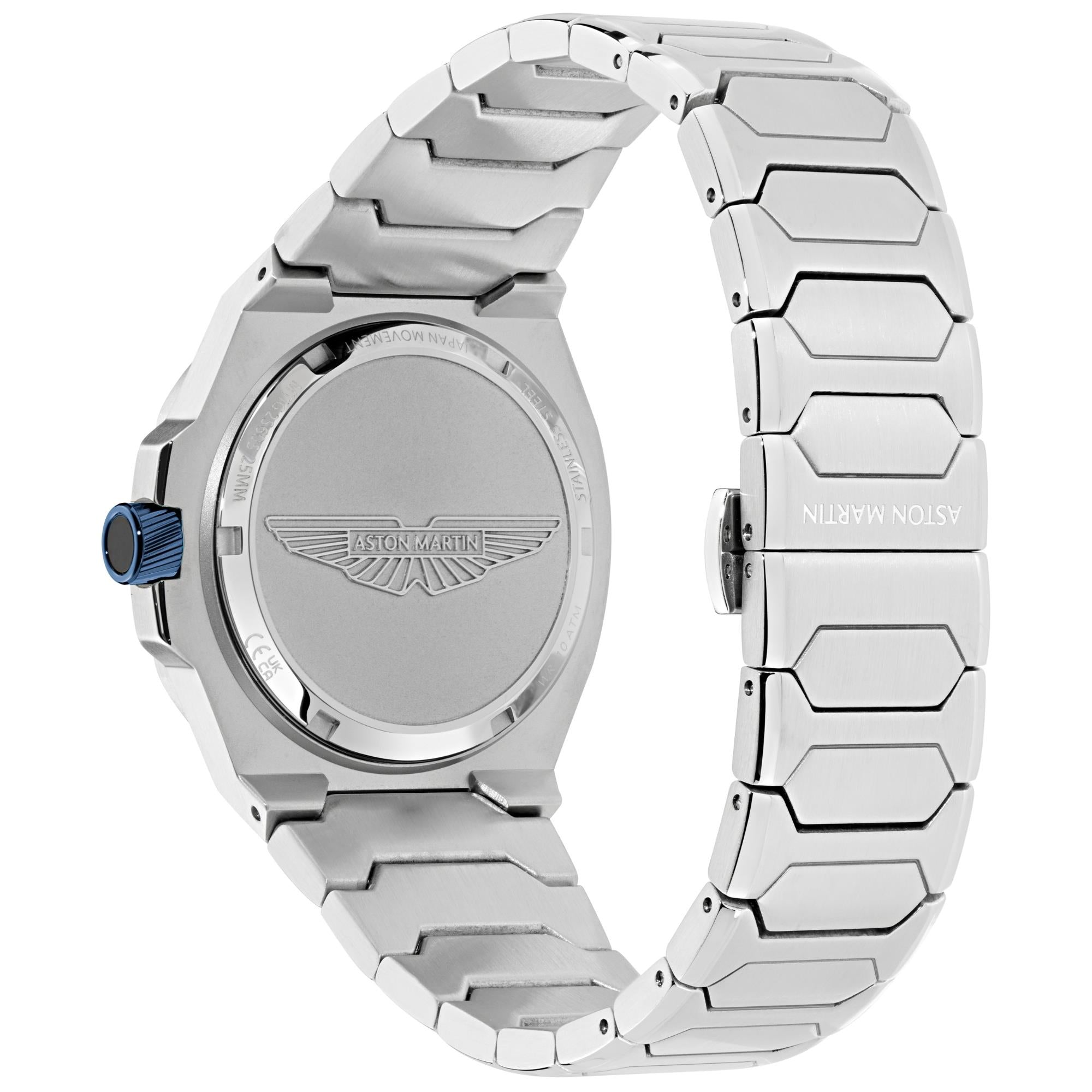 Aston Martin Icon GPQ 42mm RSST Case Light Blue Dial RSST Bracelet Mens Quartz Watch MTIG2S605
