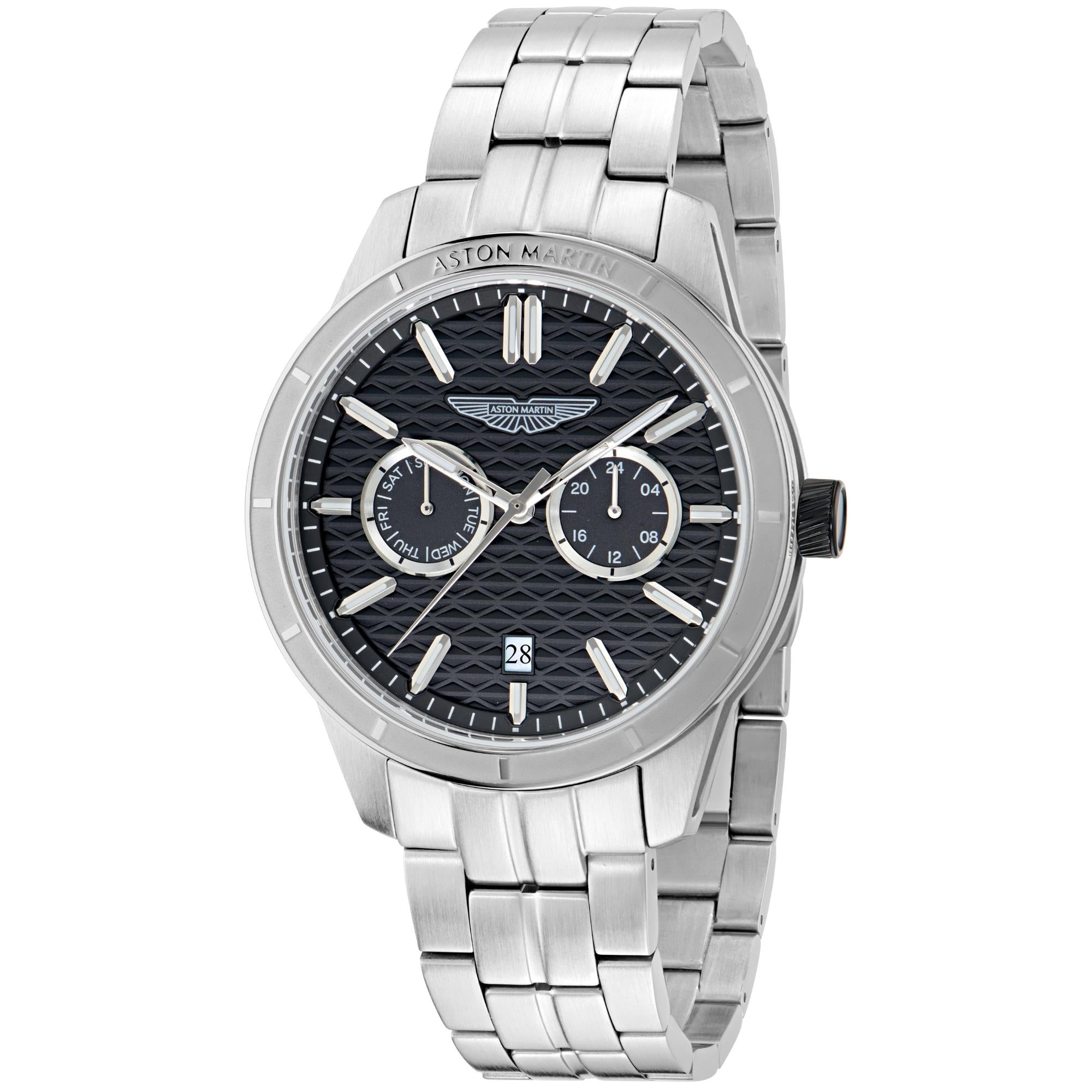 Aston Martin Icon HDL 42mm Chronograph RSST Case Black Dial RSST Bracelet Mens Quartz Watch MTIH2S603