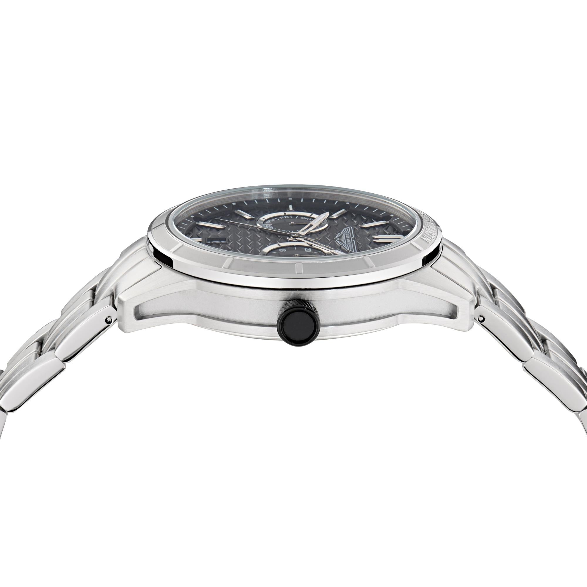Aston Martin Icon HDL 42mm Chronograph RSST Case Black Dial RSST Bracelet Mens Quartz Watch MTIH2S603