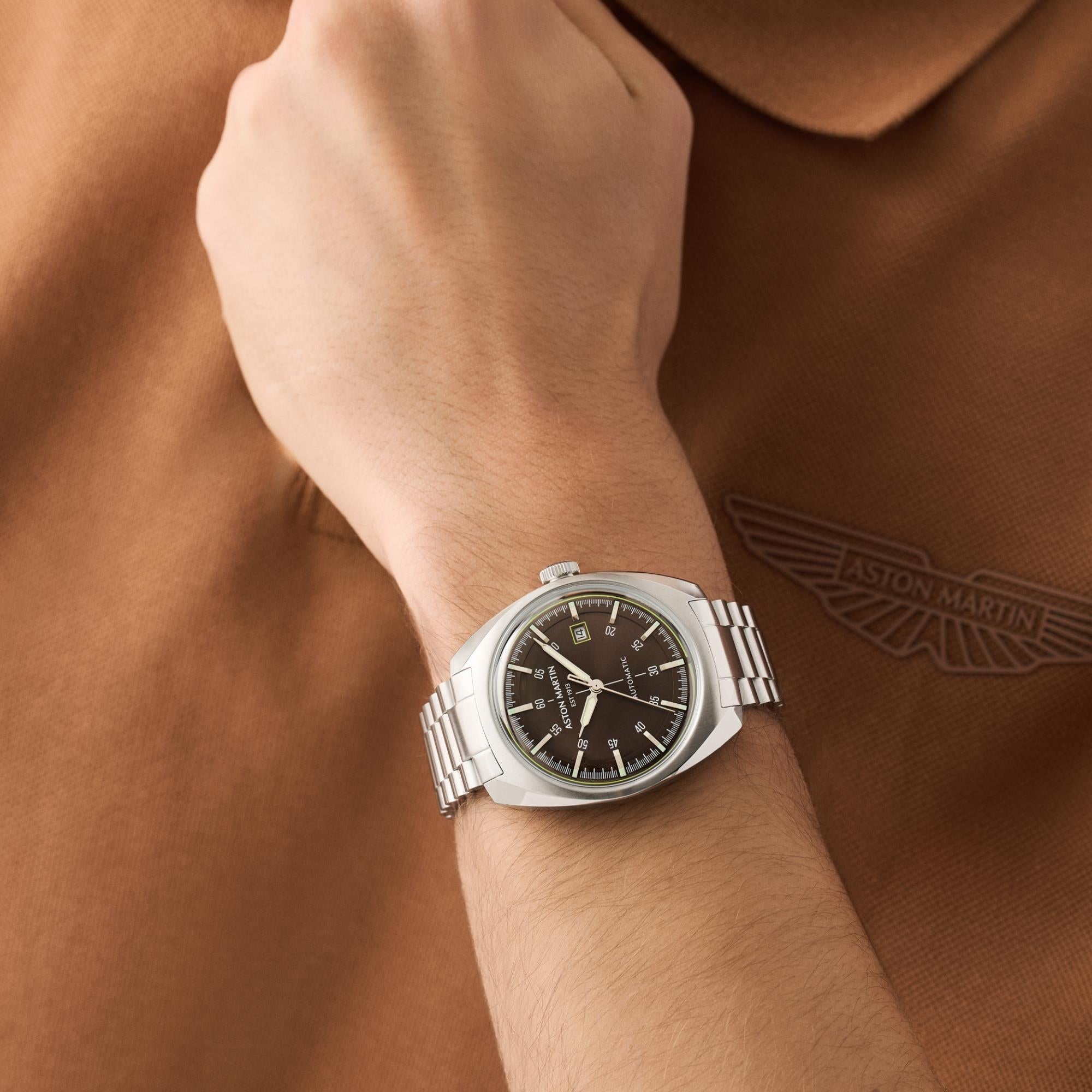 Aston Martin Timeless TS2 41mm RSST Case Light Brown Dial RSST Bracelet Mens Automatic Watch MTTS2S602