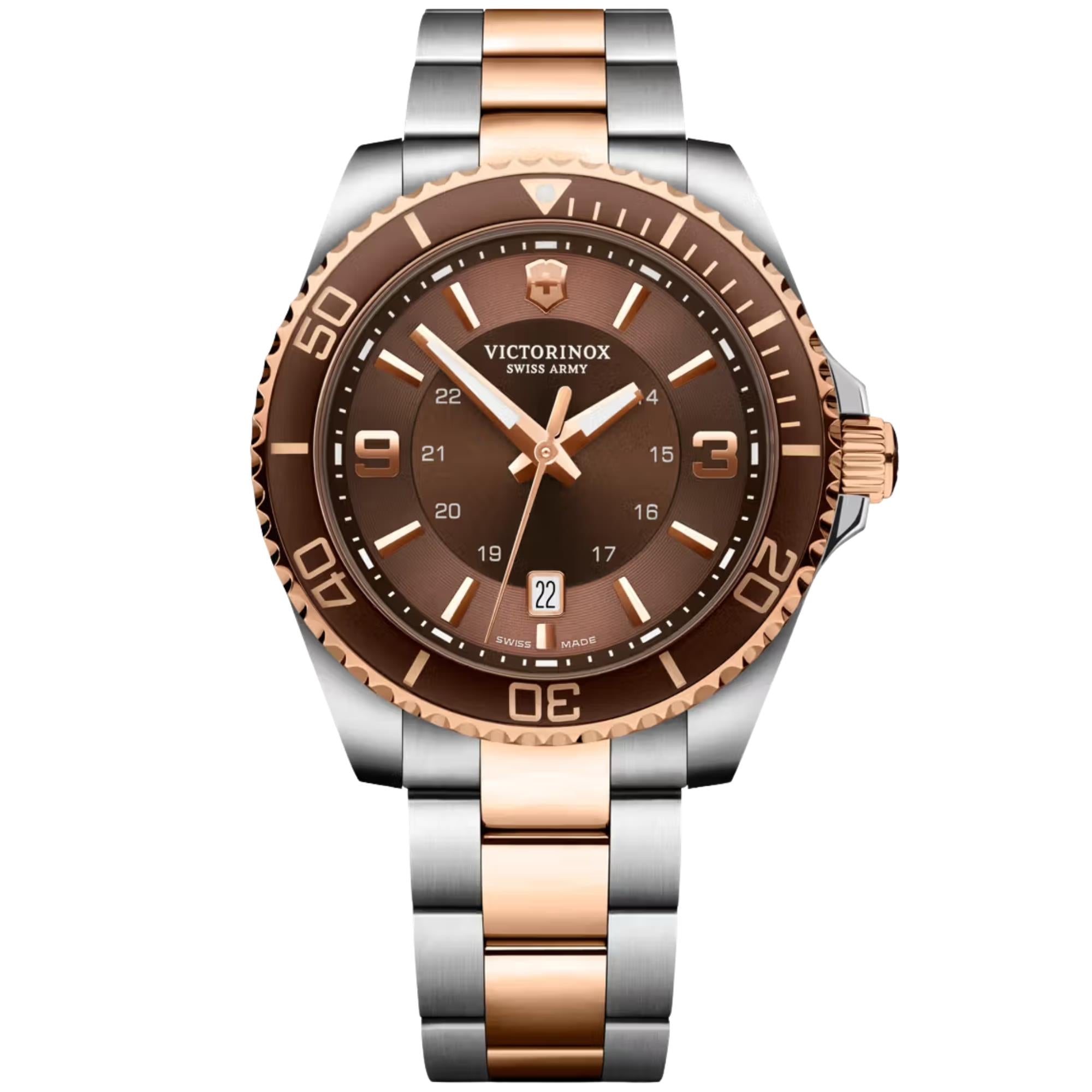 Victorinox Maverick 43mm Large Brown Dial Steel Mens Quartz Watch 241951