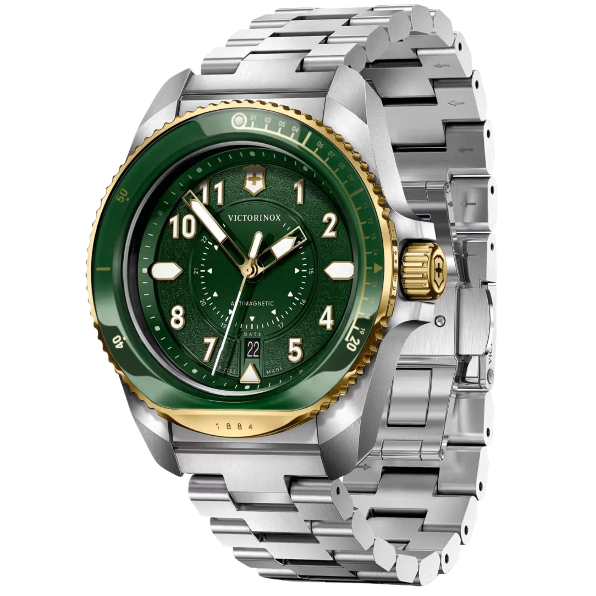 Victorinox Journey 1884 43mm Green Dial Steel Mens Quartz Watch 242012