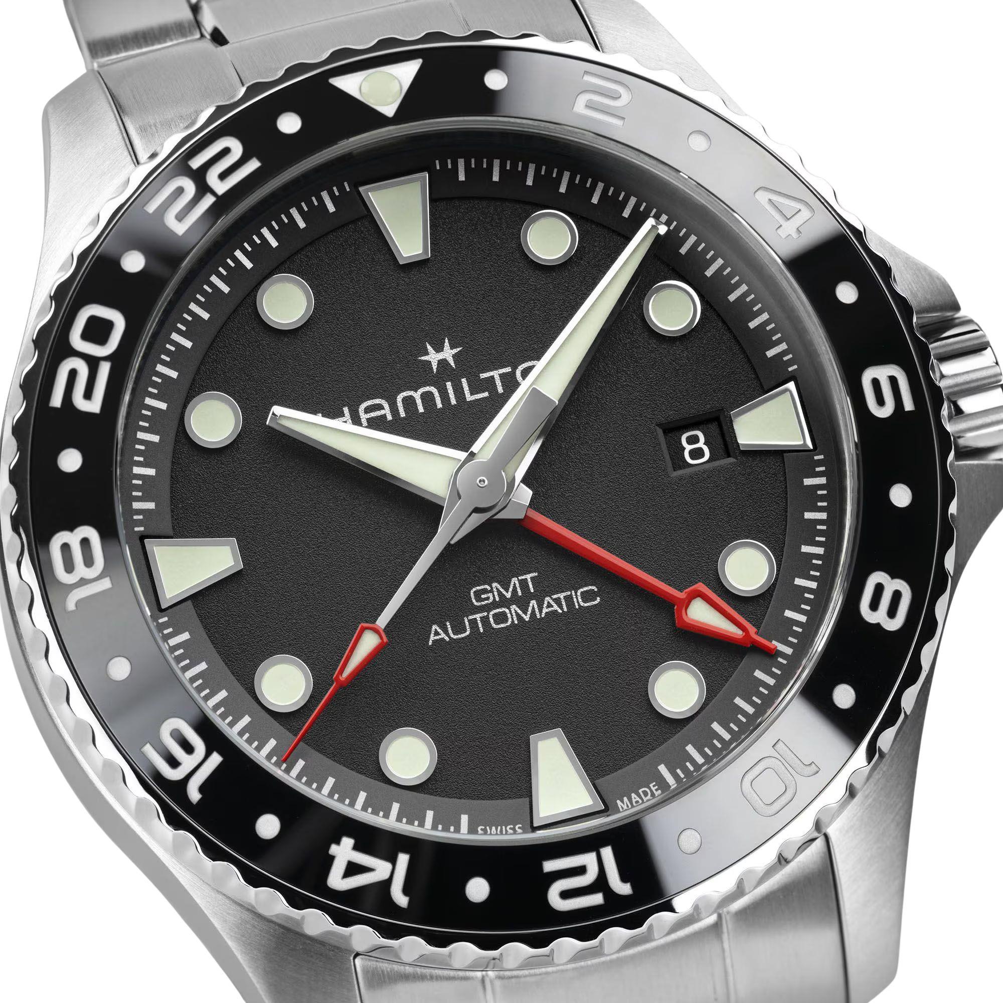 Hamilton Khaki Navy Scuba 43mm GMT Black Dial Steel Mens Automatic Watch H82555130
