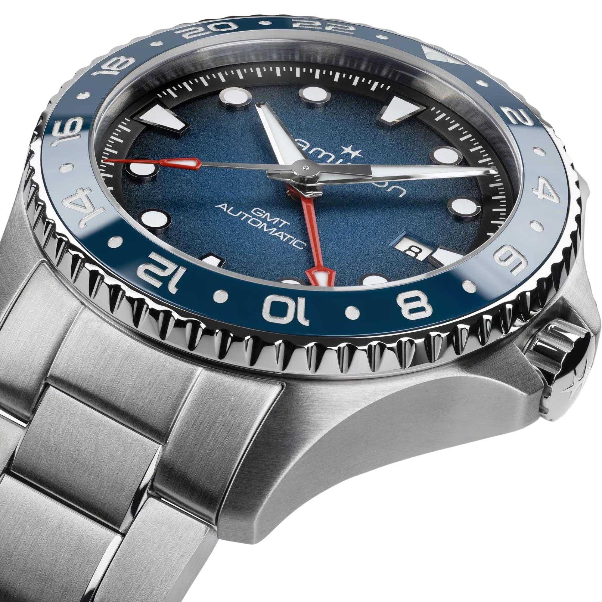 Hamilton Khaki Navy Scuba 43mm GMT Blue Dial Steel Mens Automatic Watch H82535140