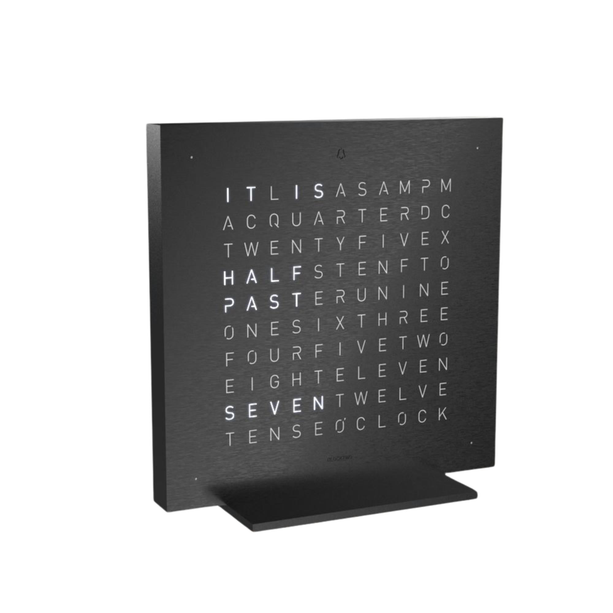 QLOCKTWO Earth 13.5 Steel Series Deep Black English Table Clock T4BLENSSBL-UK