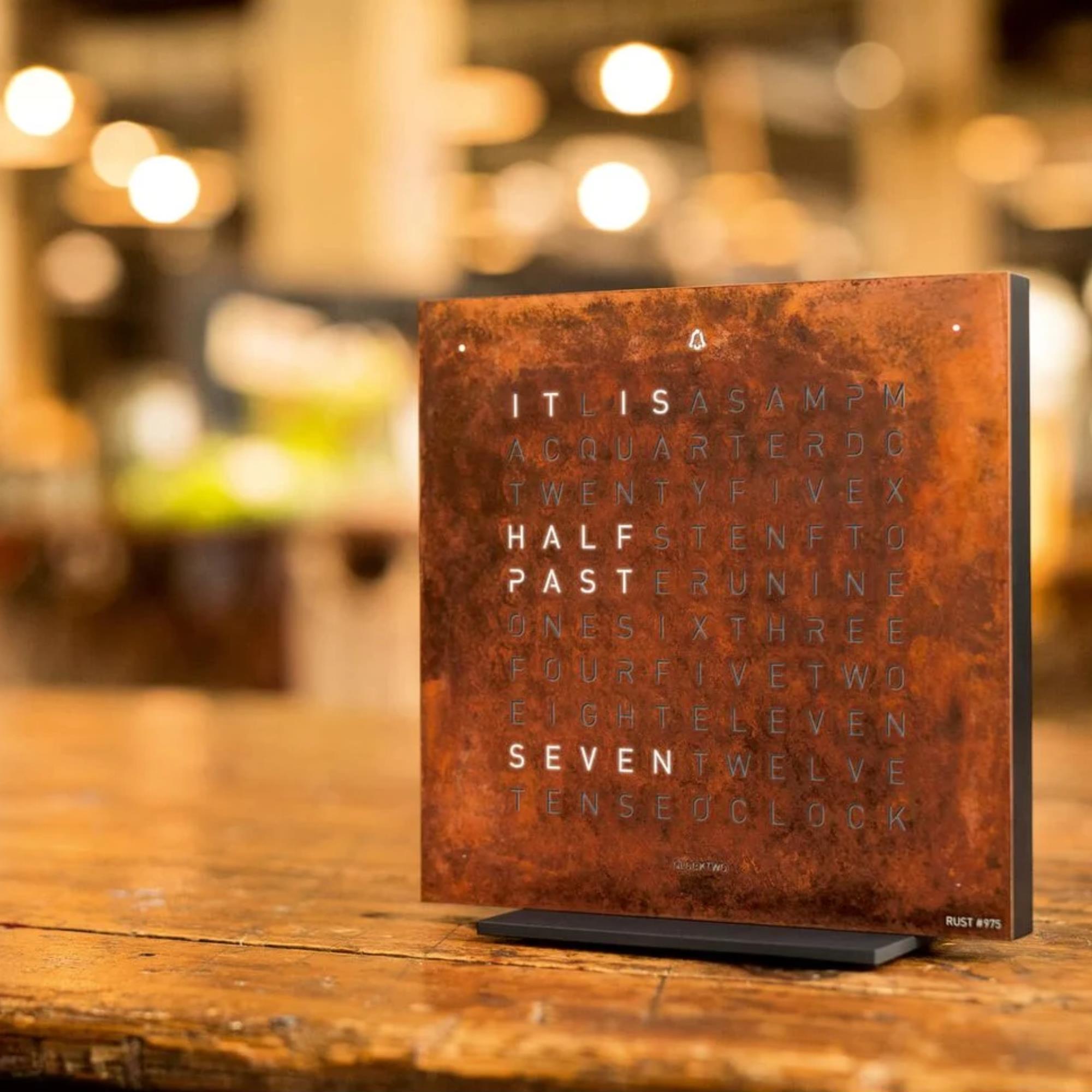 QLOCKTWO Earth 13.5 Creators Edition Rust English Table Clock T4BLENRT-UK