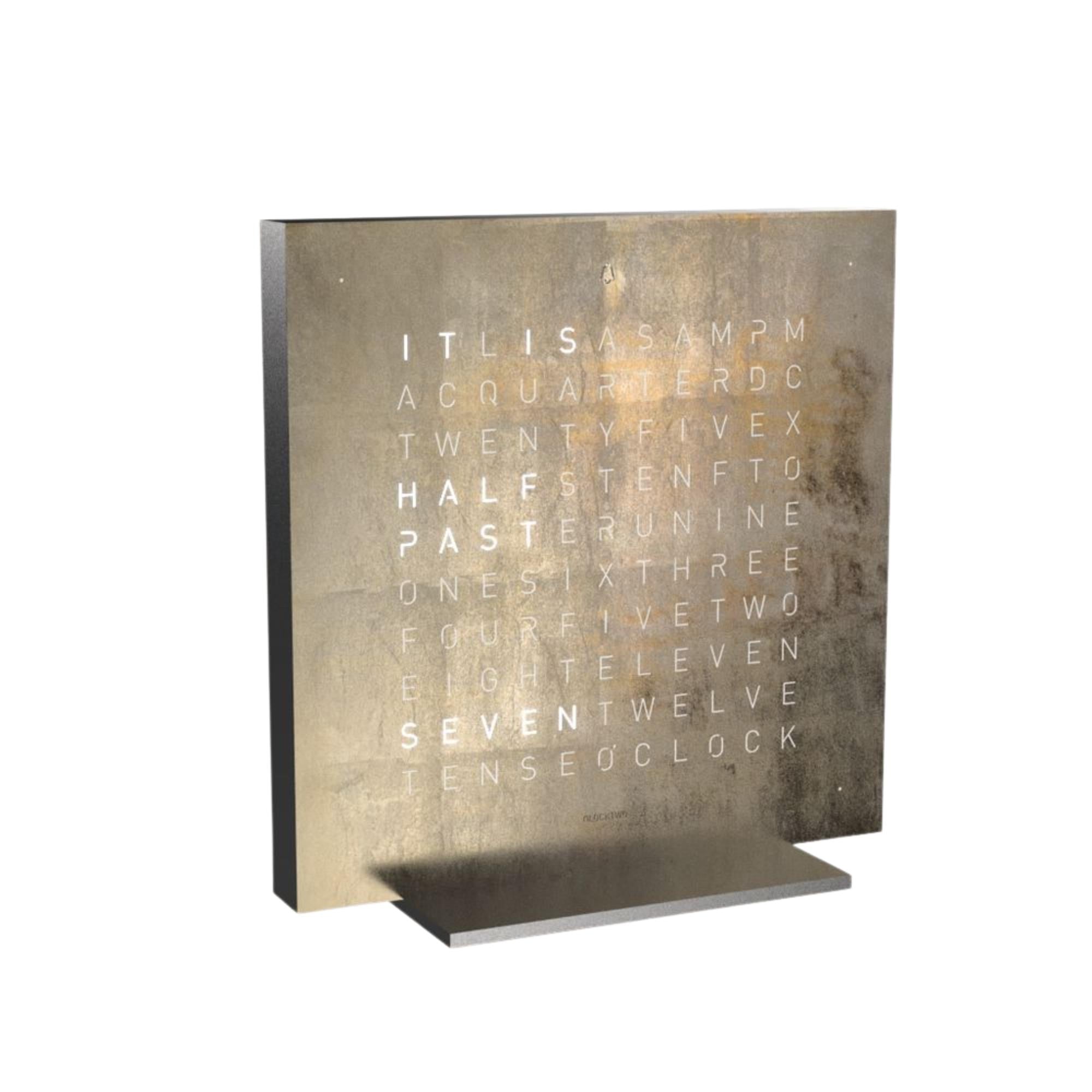 QLOCKTWO Earth 13.5 Creators Edition Silver & Gold English Table Clock T4SENSG-UK