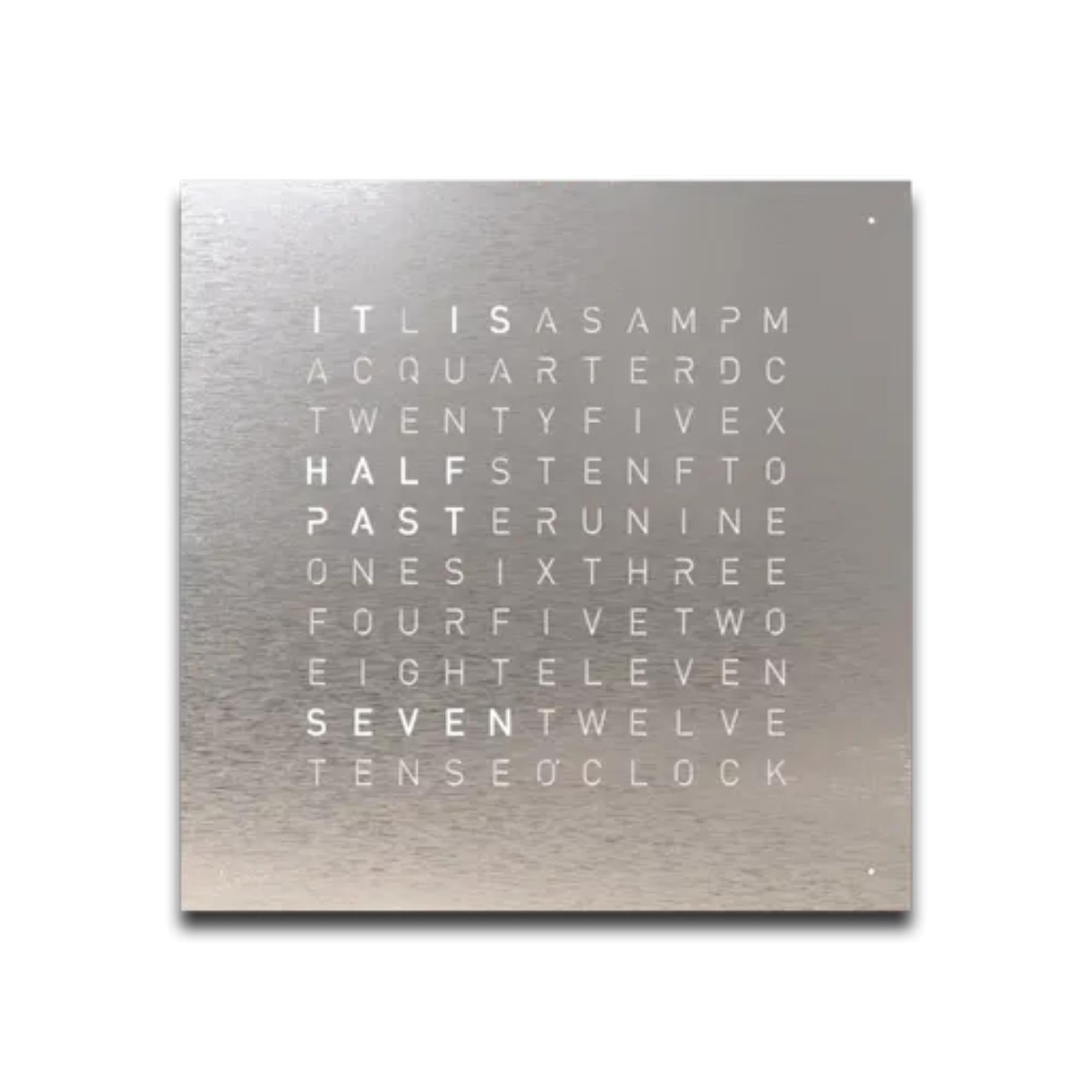 QLOCKTWO Earth 45 Steel Series Stainless Steel English Wall Clock QT4ENSS-UK