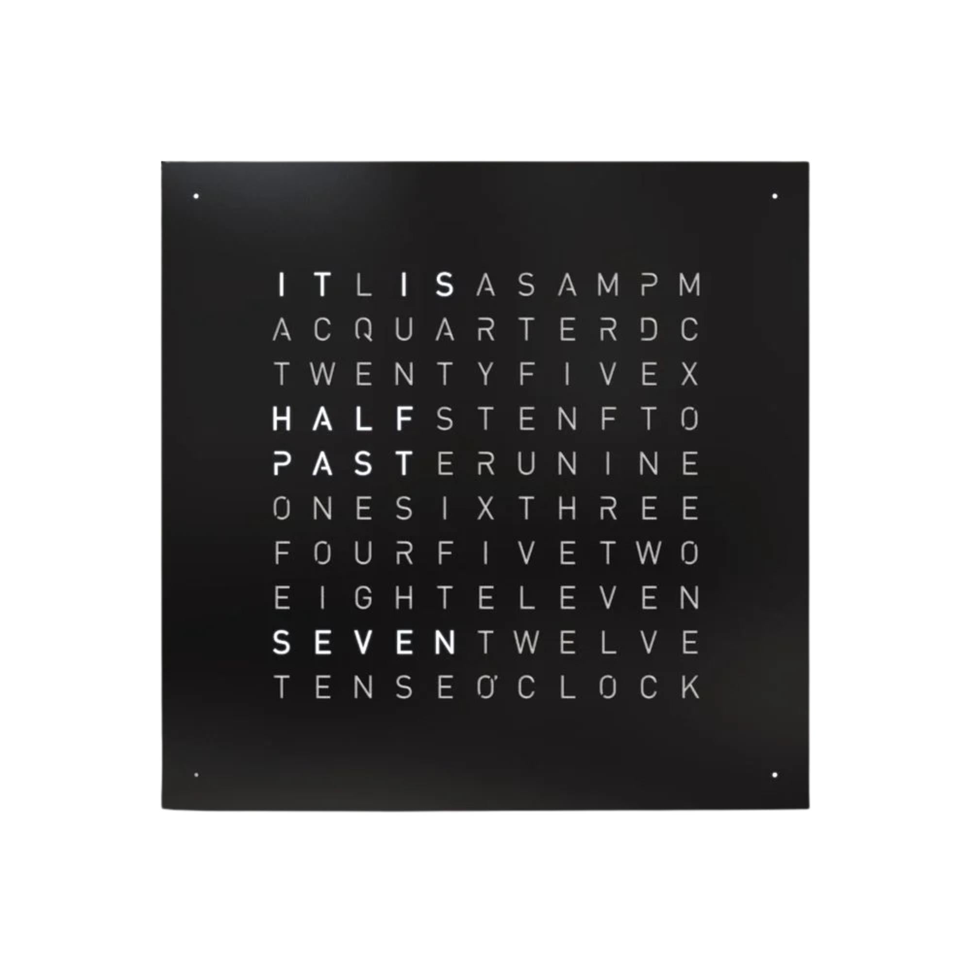 QLOCKTWO Earth 45 Steel Series Black Pepper English Wall Clock QT4ENBLPC-UK