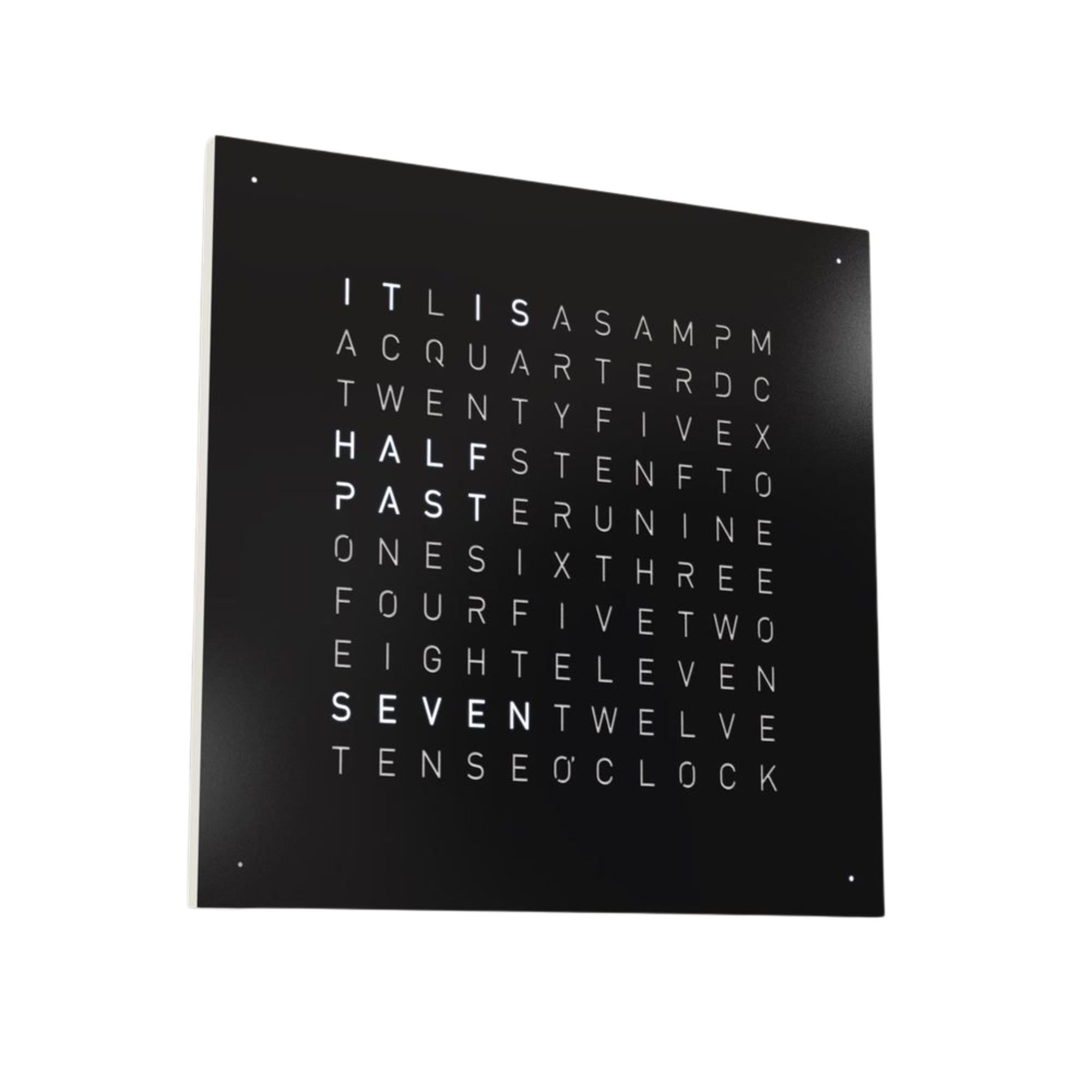 QLOCKTWO Earth 45 Steel Series Black Pepper English Wall Clock QT4ENBLPC-UK