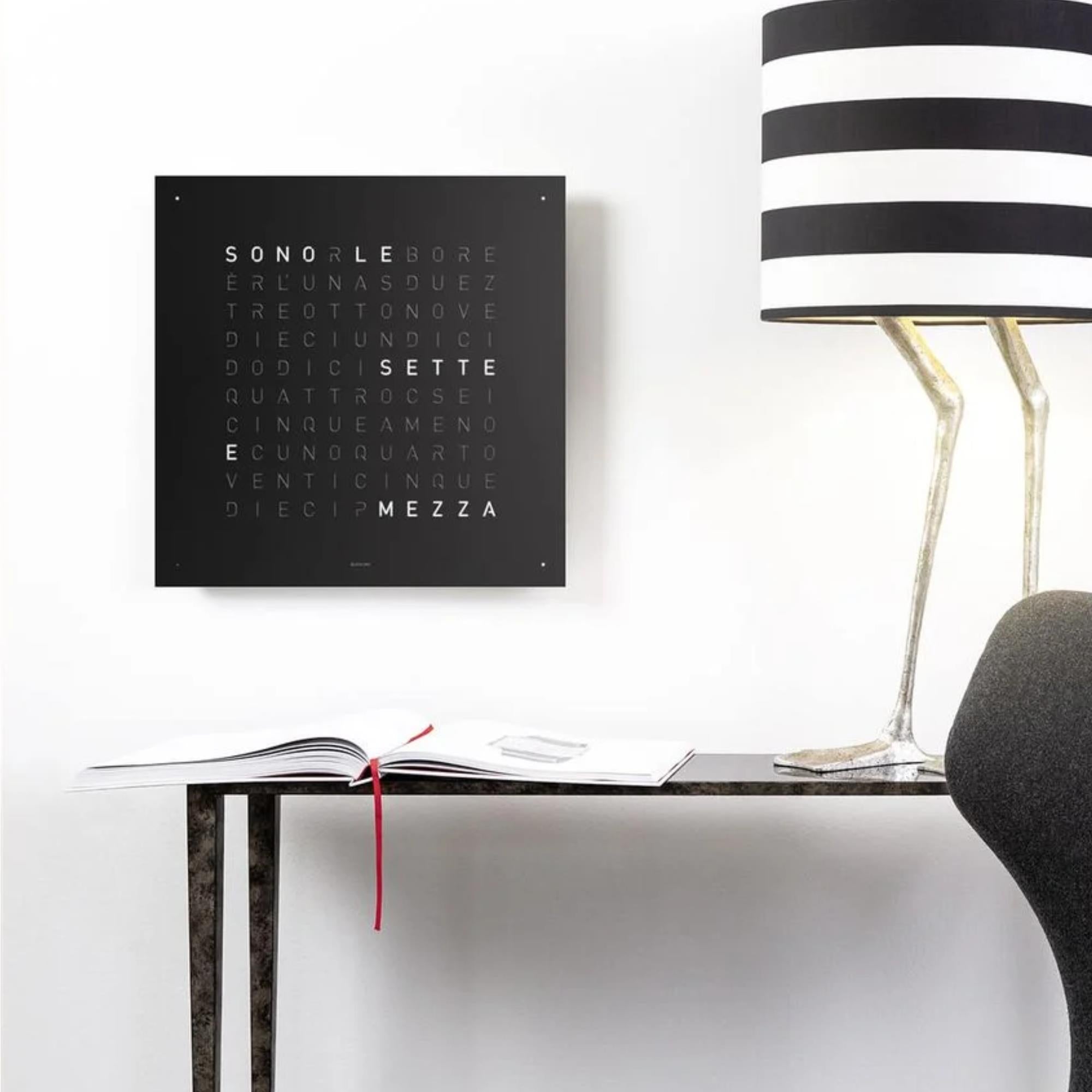 QLOCKTWO Earth 45 Steel Series Black Pepper English Wall Clock QT4ENBLPC-UK