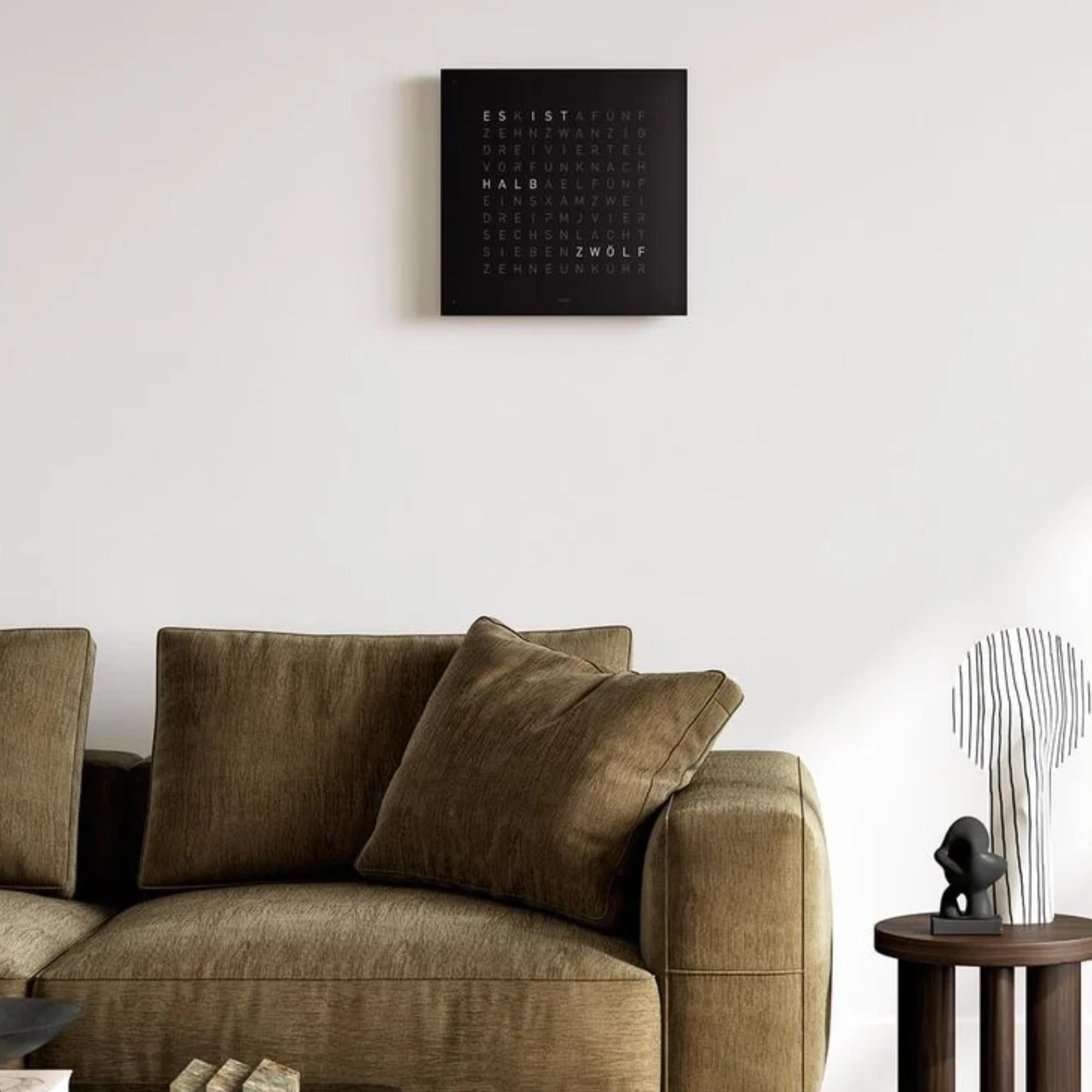 QLOCKTWO Earth 45 Steel Series Black Pepper English Wall Clock QT4ENBLPC-UK