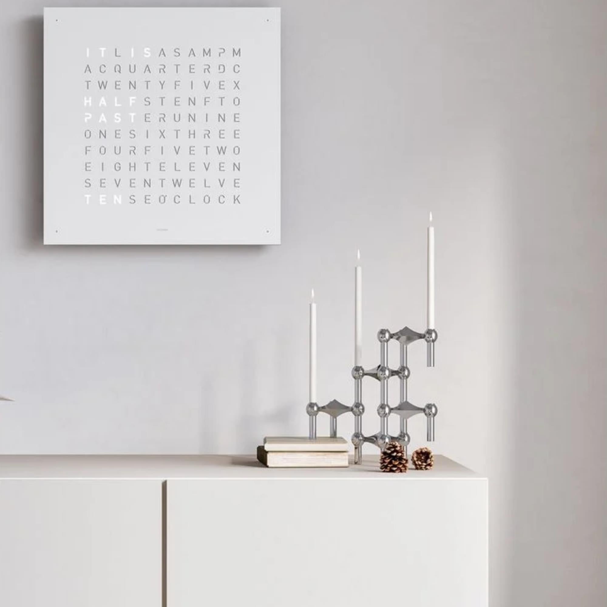 QLOCKTWO Earth 45 Steel Series White Pepper English Wall Clock QT4ENWHPC-UK