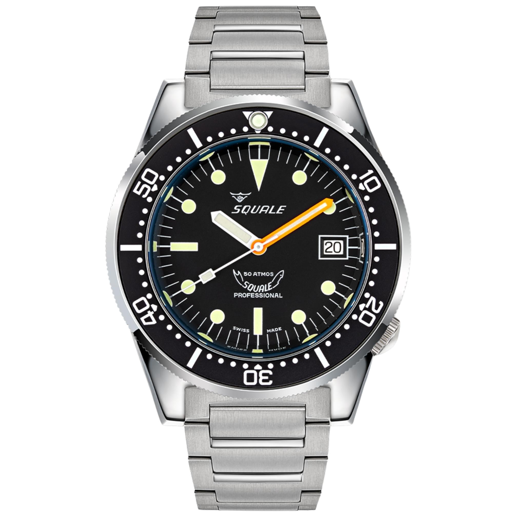 Squale 1521 Classic 42mm Black Dial Steel Mens Automatic Watch 1521CL.SQ20B