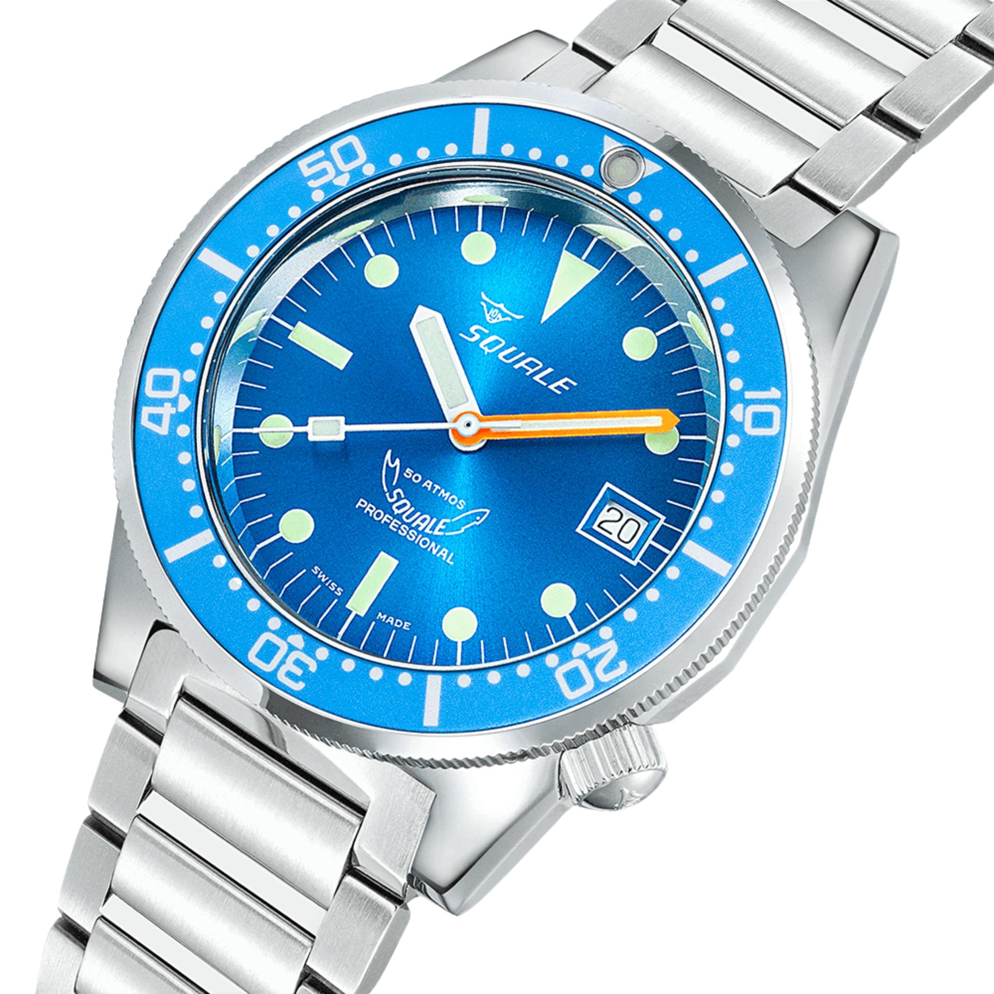 Squale 1521 Ocean 42mm Sunray Blue Dial Steel Mens Automatic Watch 1521OCN.SQ20B