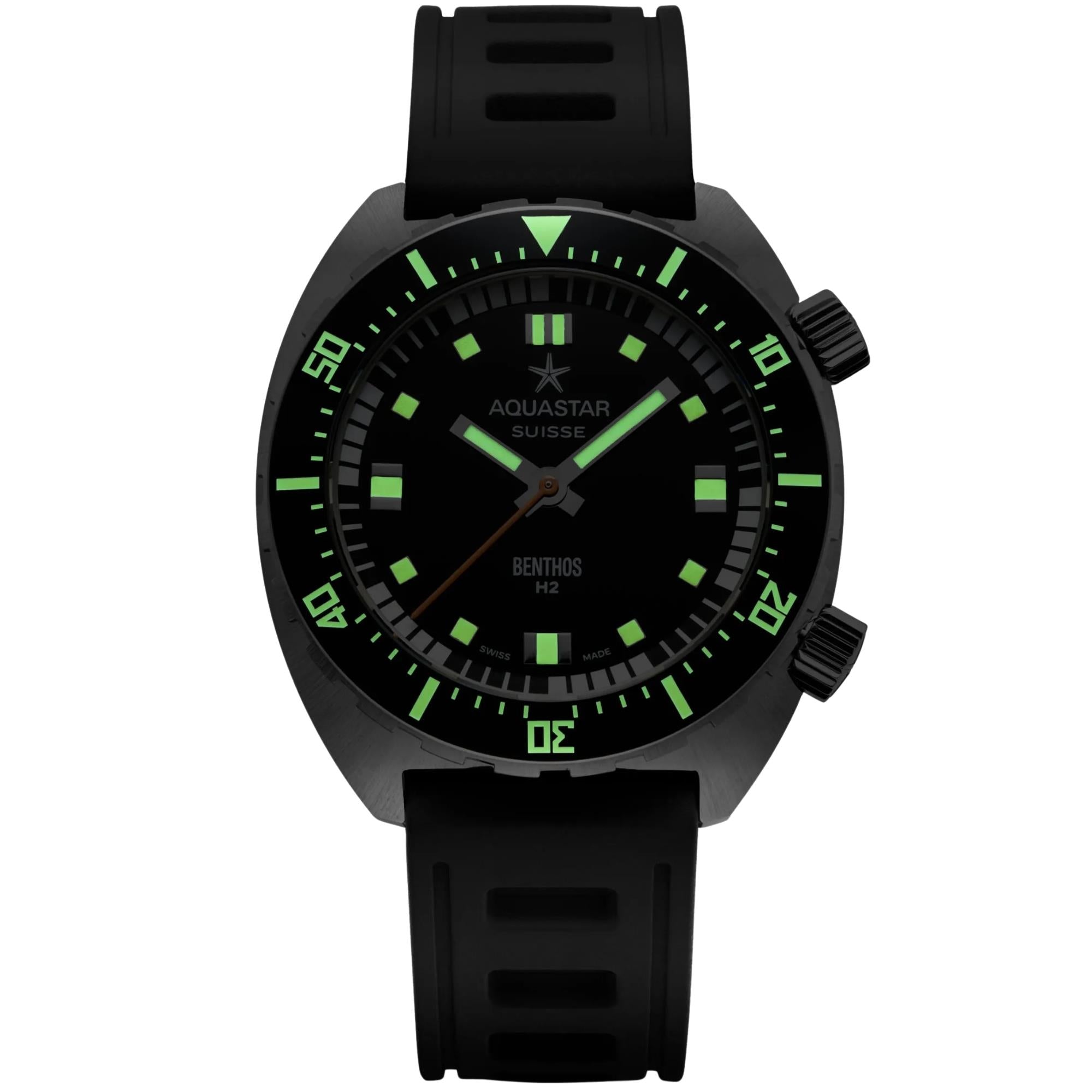 Aquastar Benthos Heritage II 40mm Limited Edition Black Dial Strap Mens Automatic Watch BENTHOS-H2-BLACK