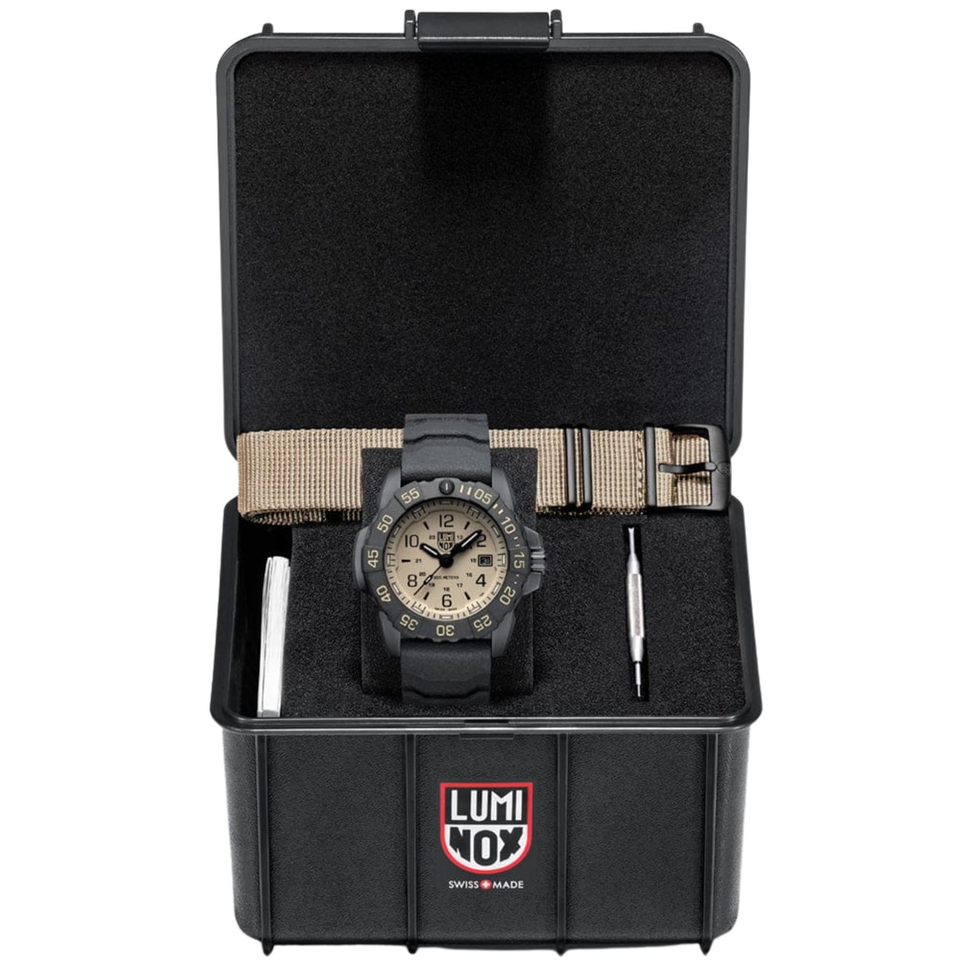 Luminox Navy SEAL Foundation 45mm Sand-Coloured Dial Rubber Mens Quartz Watch XS.3251.CBNSF.SET