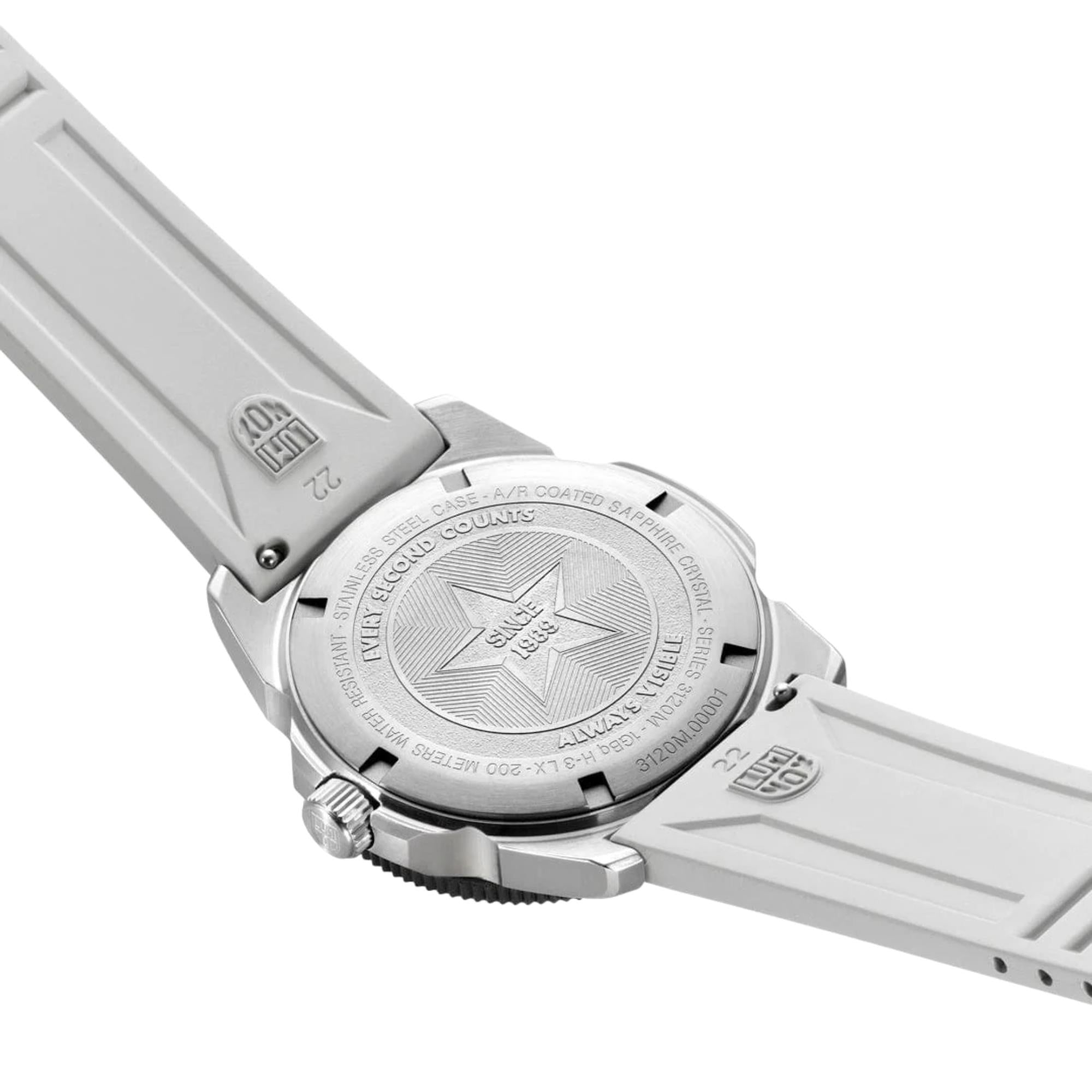 Luminox Pacific Diver Ripple 39mm Mother of Pearl Dial Rubber Quartz Watch XS.3128M.SET