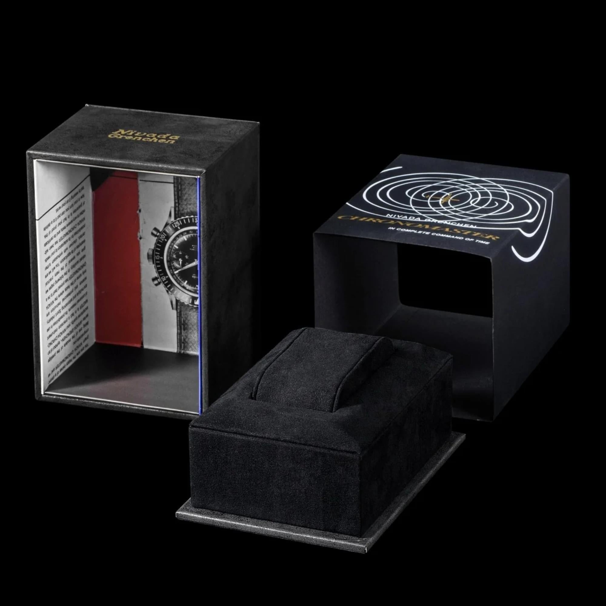 Nivada Grenchen Chronomaster 38mm Black Dial Rubber Mens Manual-Wind Watch 86011WM01