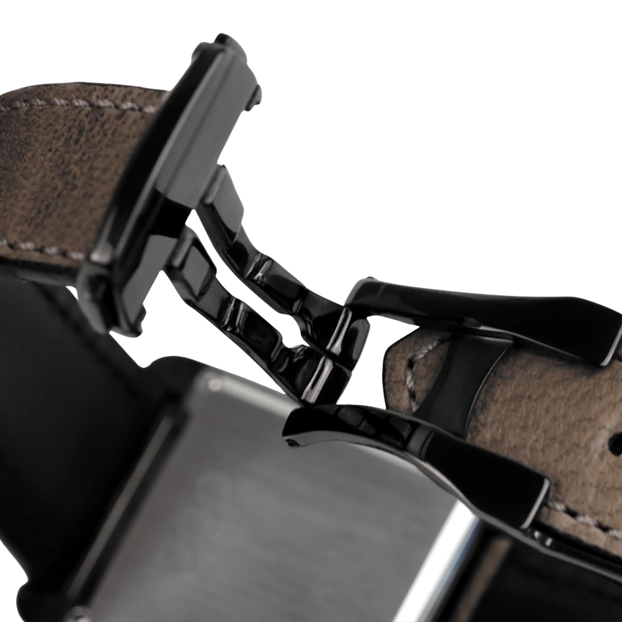 Out of Order Forma Venti Jump Hour 32mm Lacquered Black Dial Leather Automatic Watch F20BLK.OOO