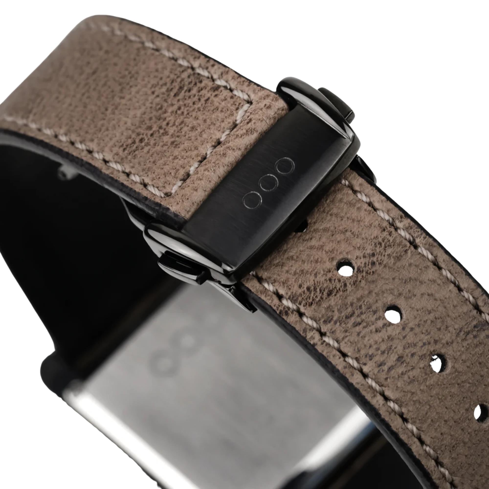 Out of Order Forma Venti Jump Hour 32mm Lacquered Black Dial Leather Automatic Watch F20BLK.OOO