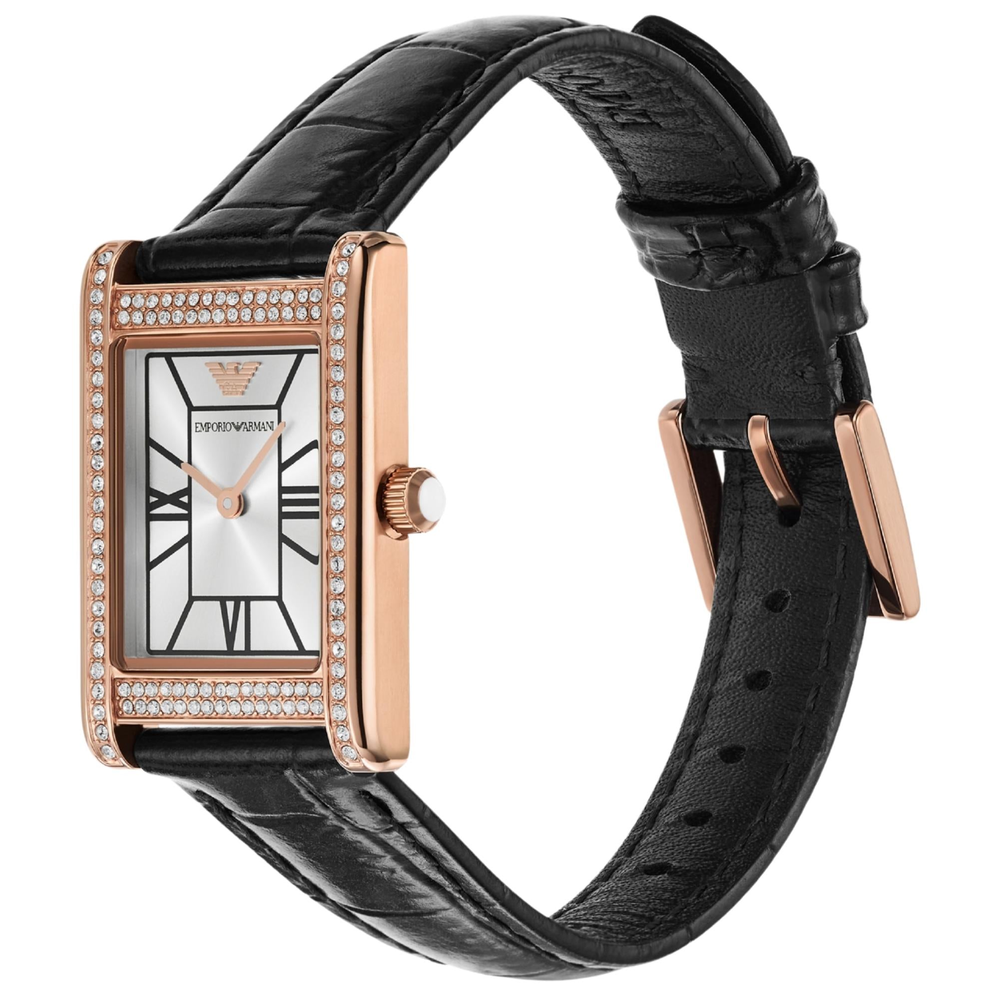 Emporio Armani Genni 32mm Silver Dial Leather Ladies Quartz Watch AR11624