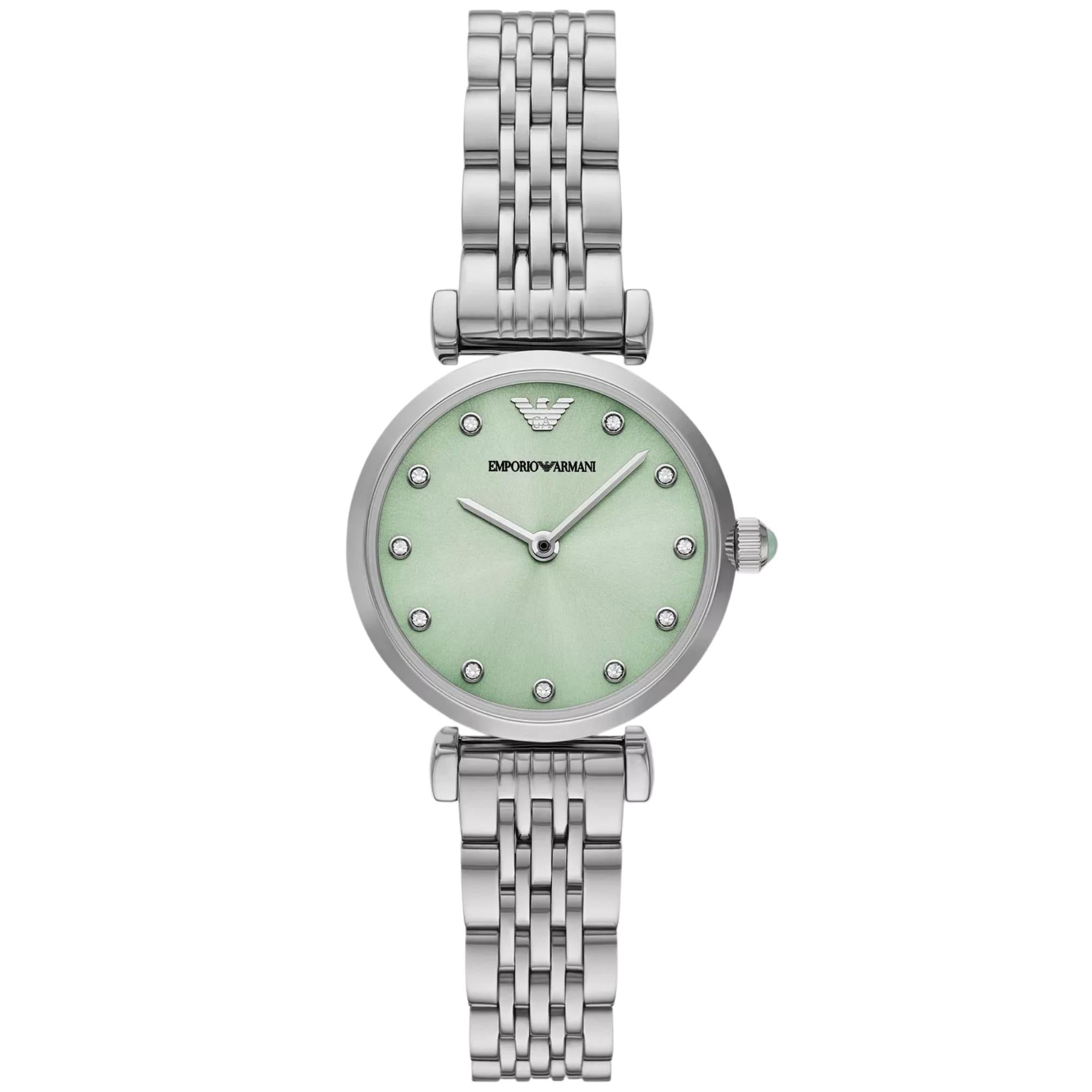 Emporio Armani Gianni 28mm Green Dial Steel Ladies Quartz Watch AR11667