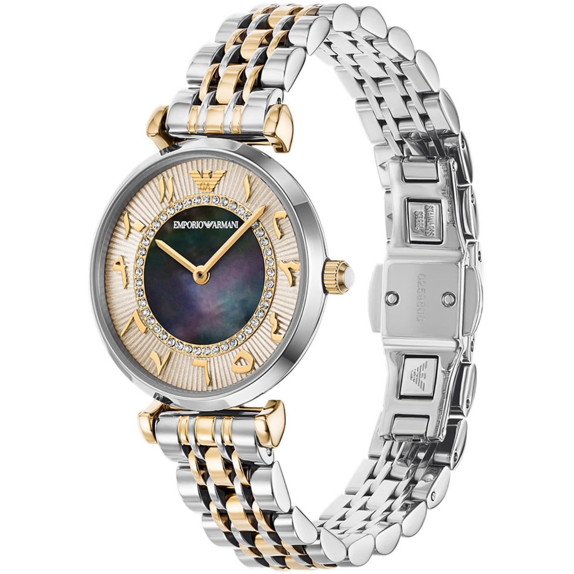 Emporio Armani Gianni 32mm Mother of Pearl Dial Steel Quartz Watch AR11719