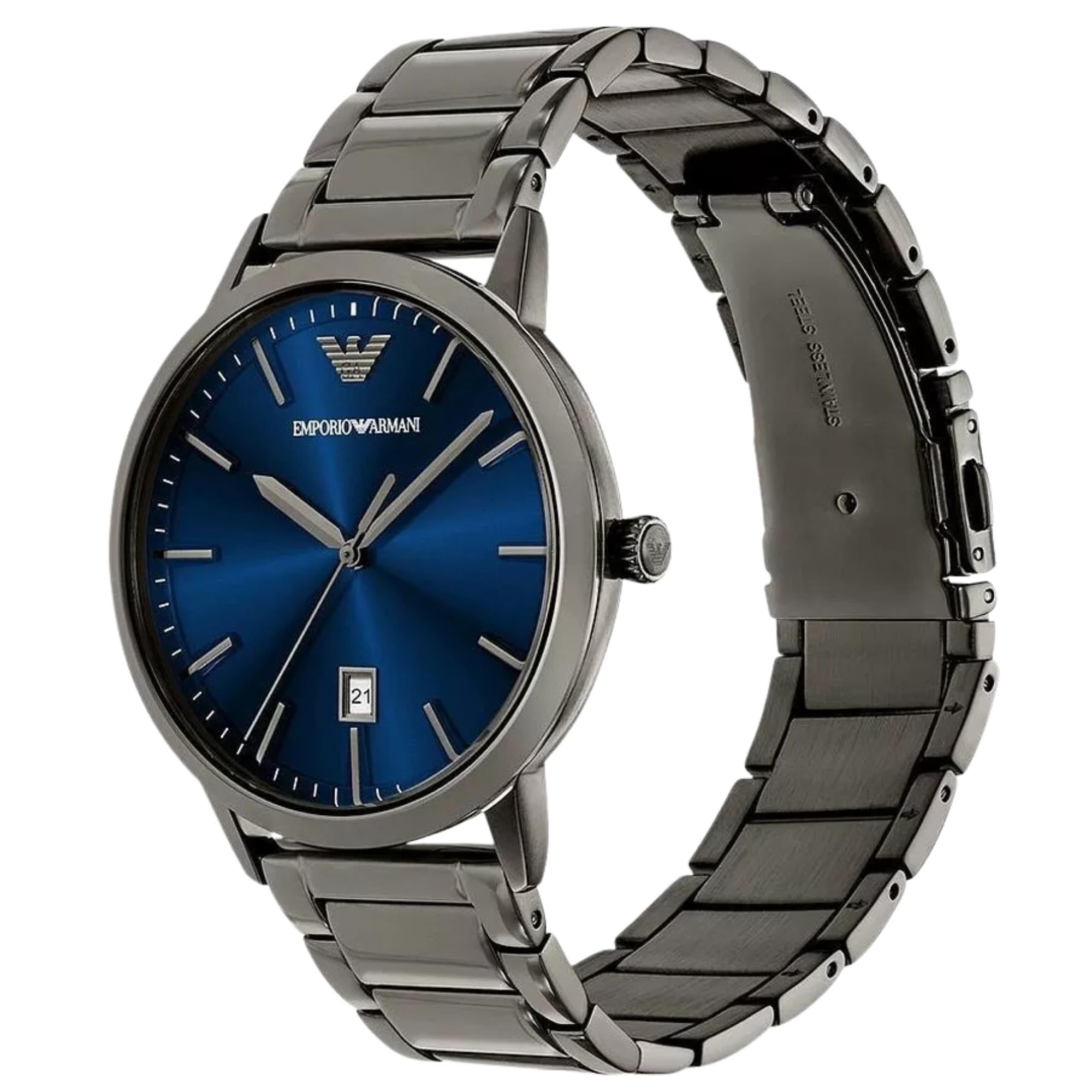 Emporio Armani Ruggero 43mm Blue Dial Steel Mens Quartz Watch AR11731