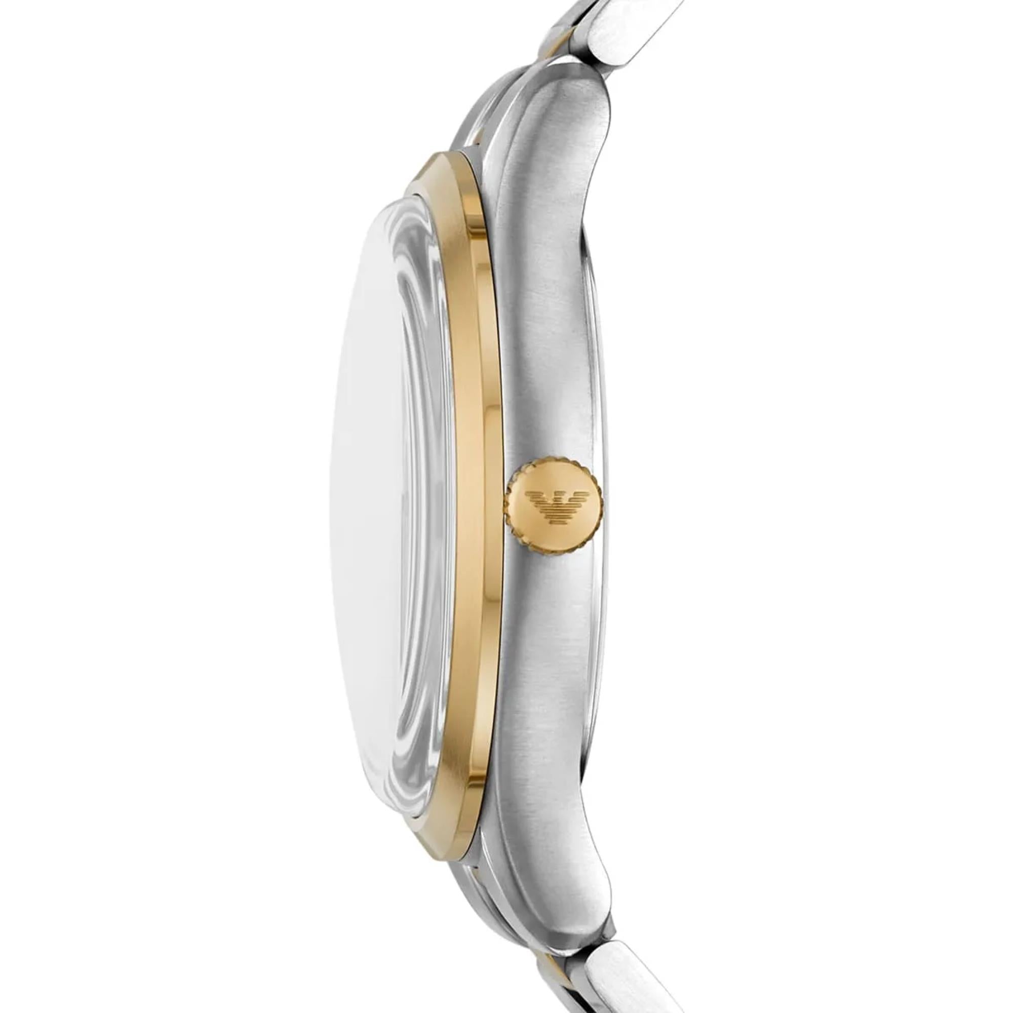 Emporio Armani Dario 41mm Beige Dial Steel Mens Quartz Watch AR11735