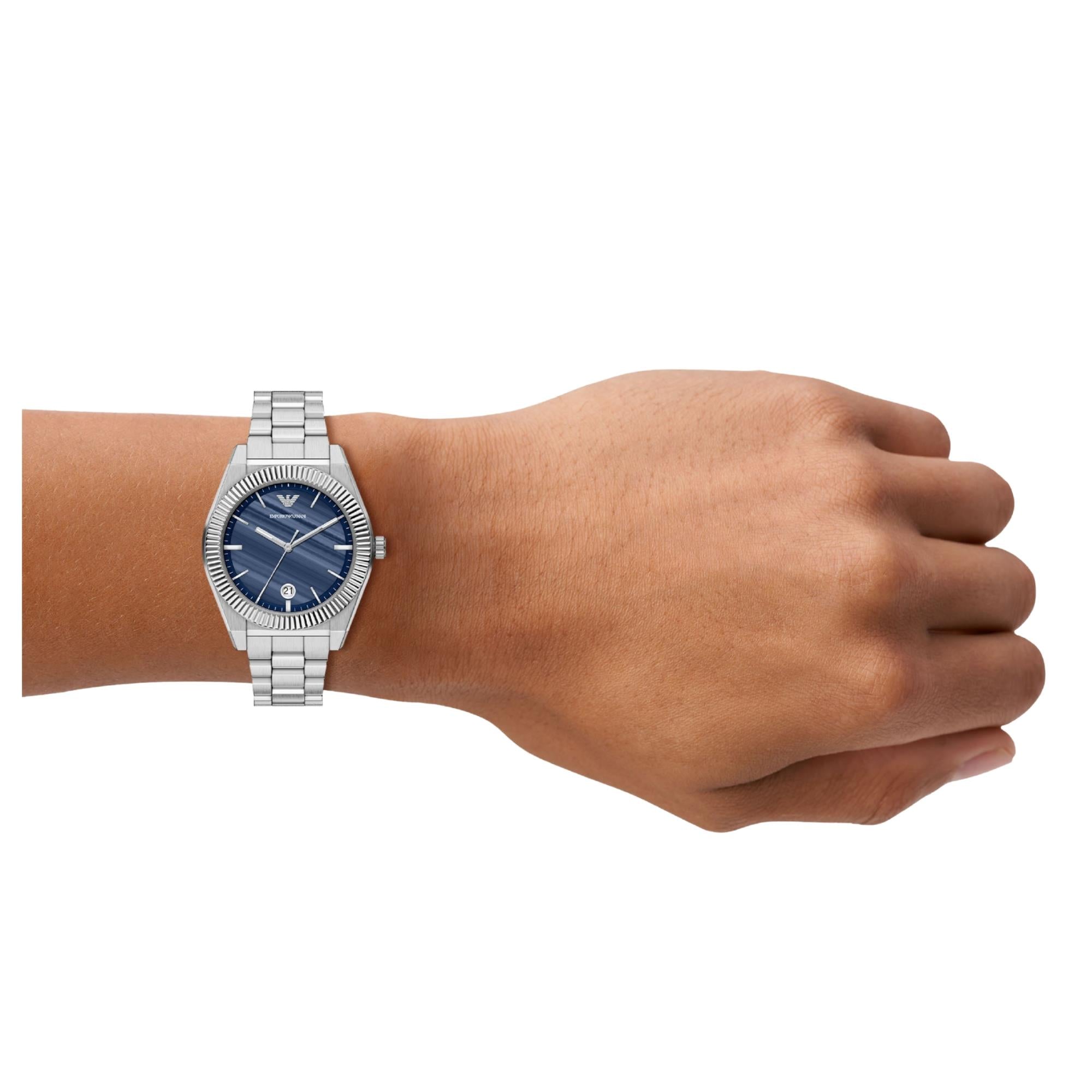 Emporio Armani Federico 37mm Blue Dial Steel Mens Quartz Watch AR11758