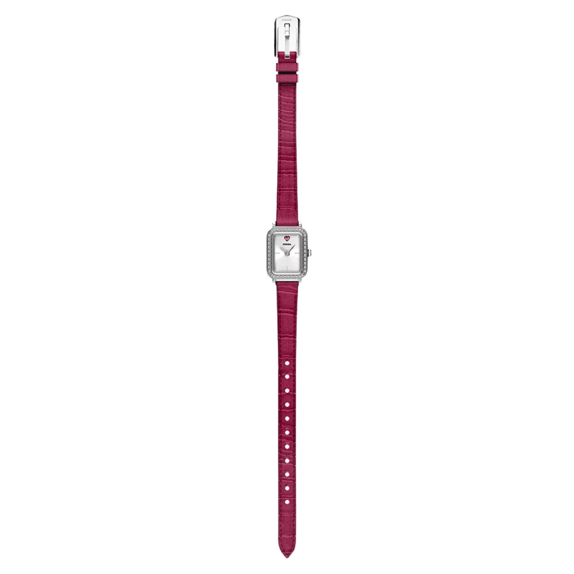 Fossil Raquel 18mm Silver Dial Leather Ladies Quartz Watch ES5466