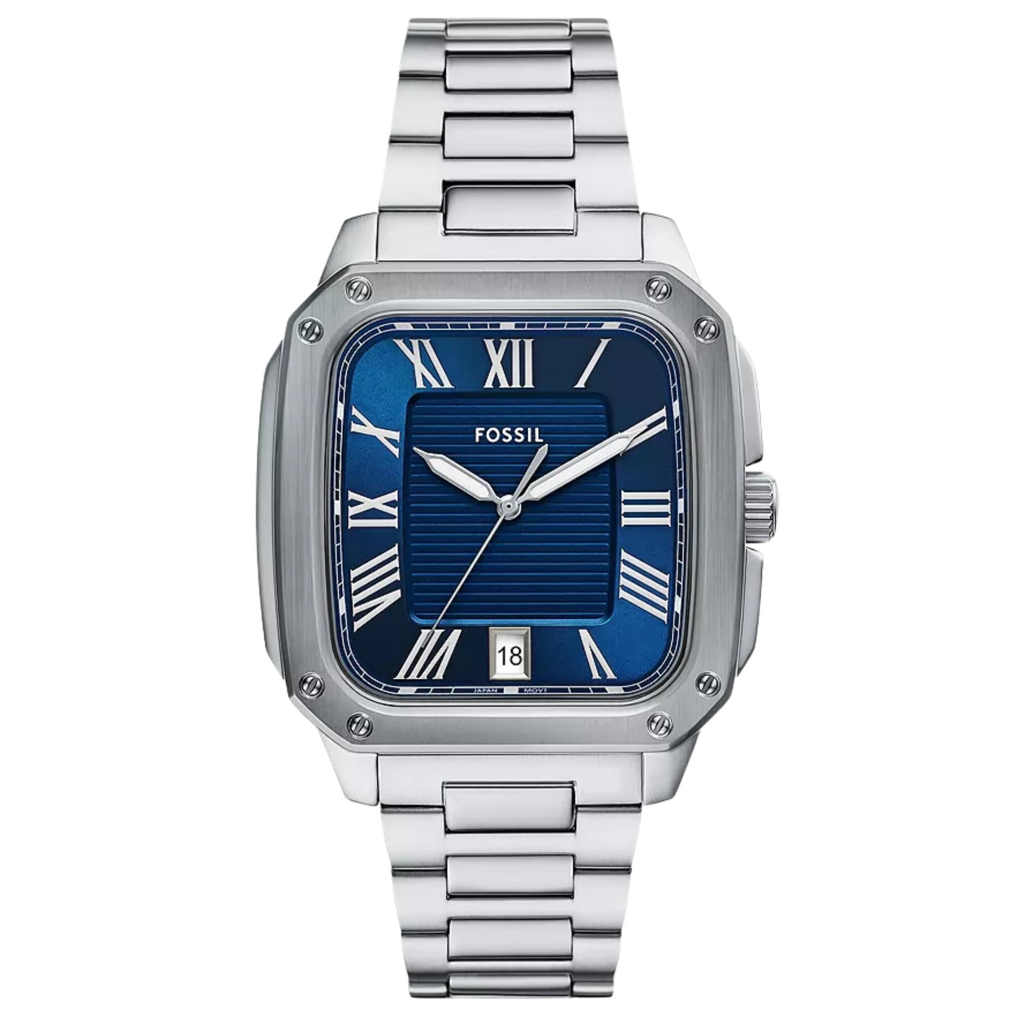 Fossil Crosby 42mm Blue Dial Steel Mens Quartz Watch FS6121