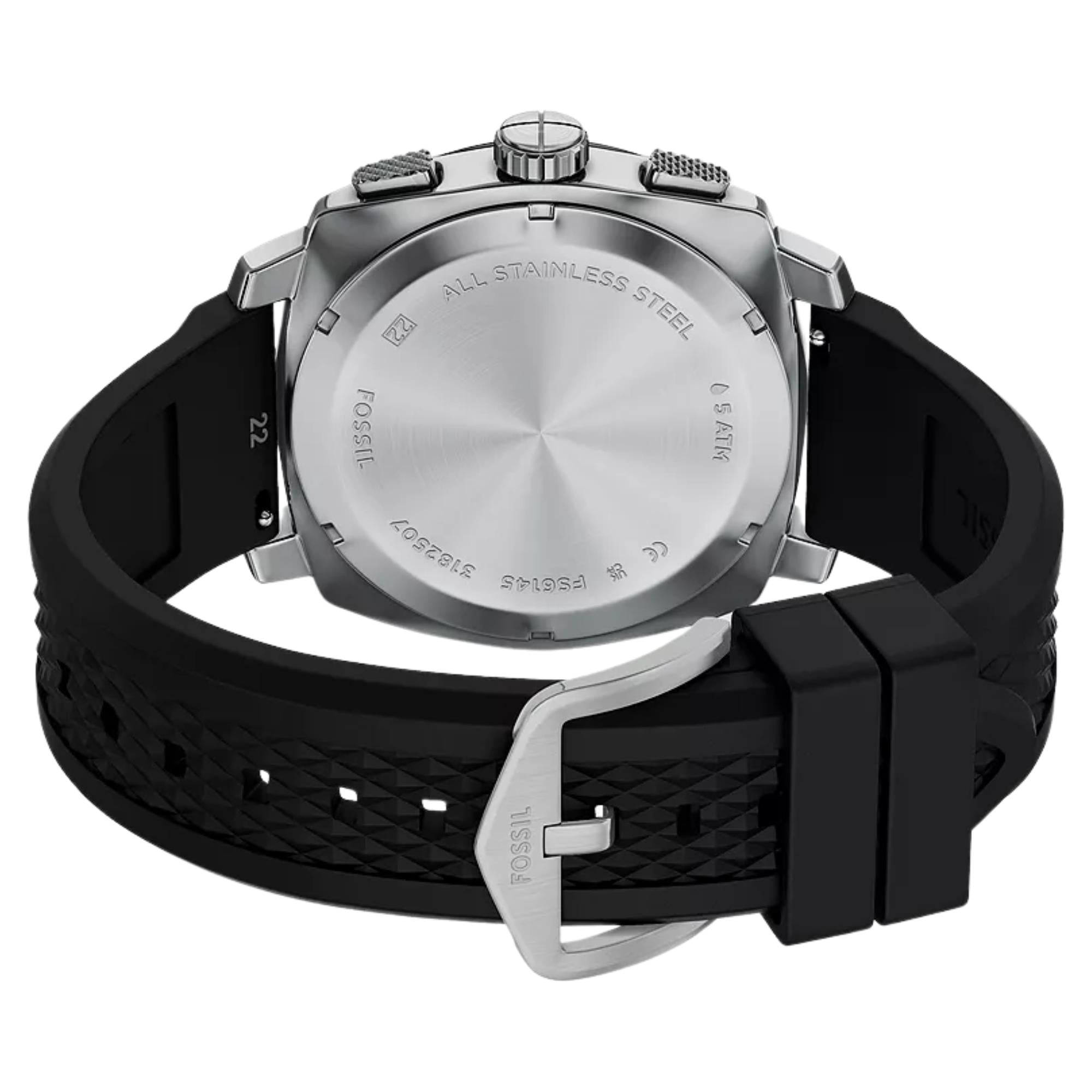 Fossil Machine 44mm Chronograph Grey Dial Silicone Mens Quartz Watch FS6145SET
