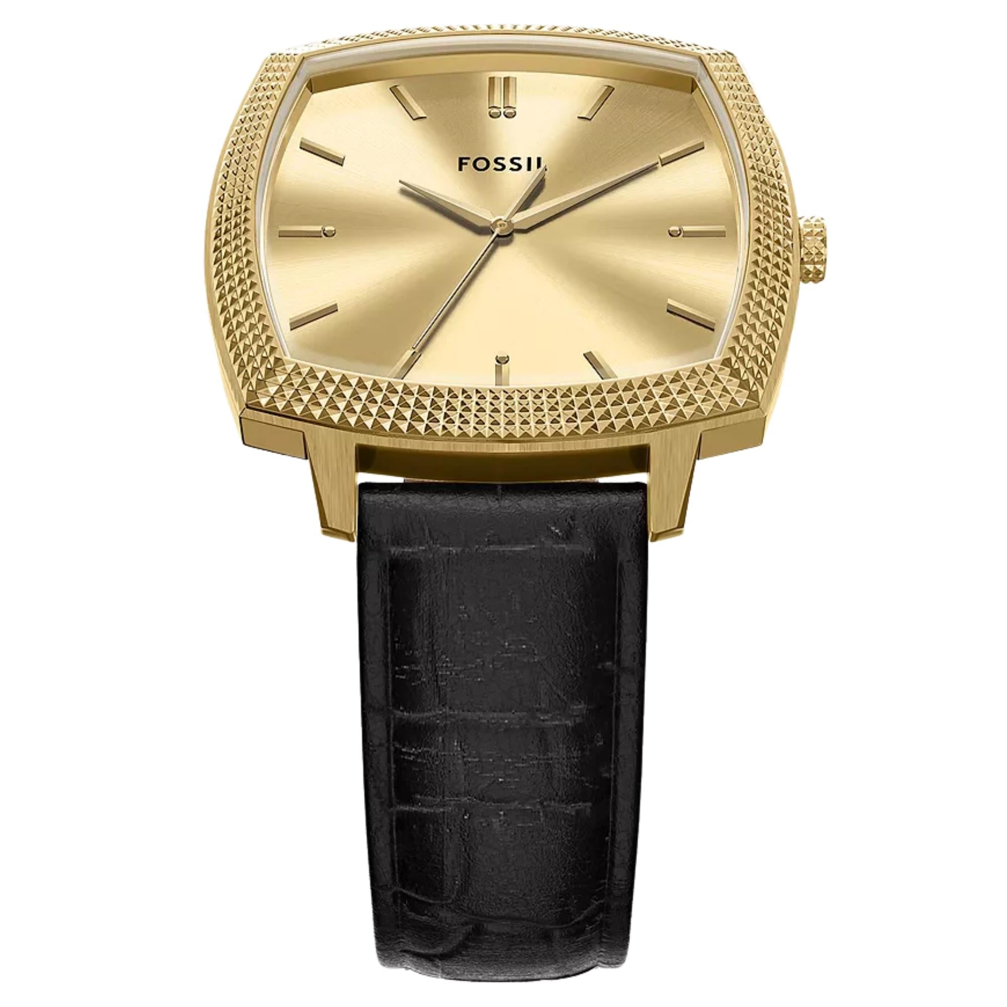 Fossil Machine x Nick Jonas 37mm Gold Dial Leather Quartz Watch LE1214