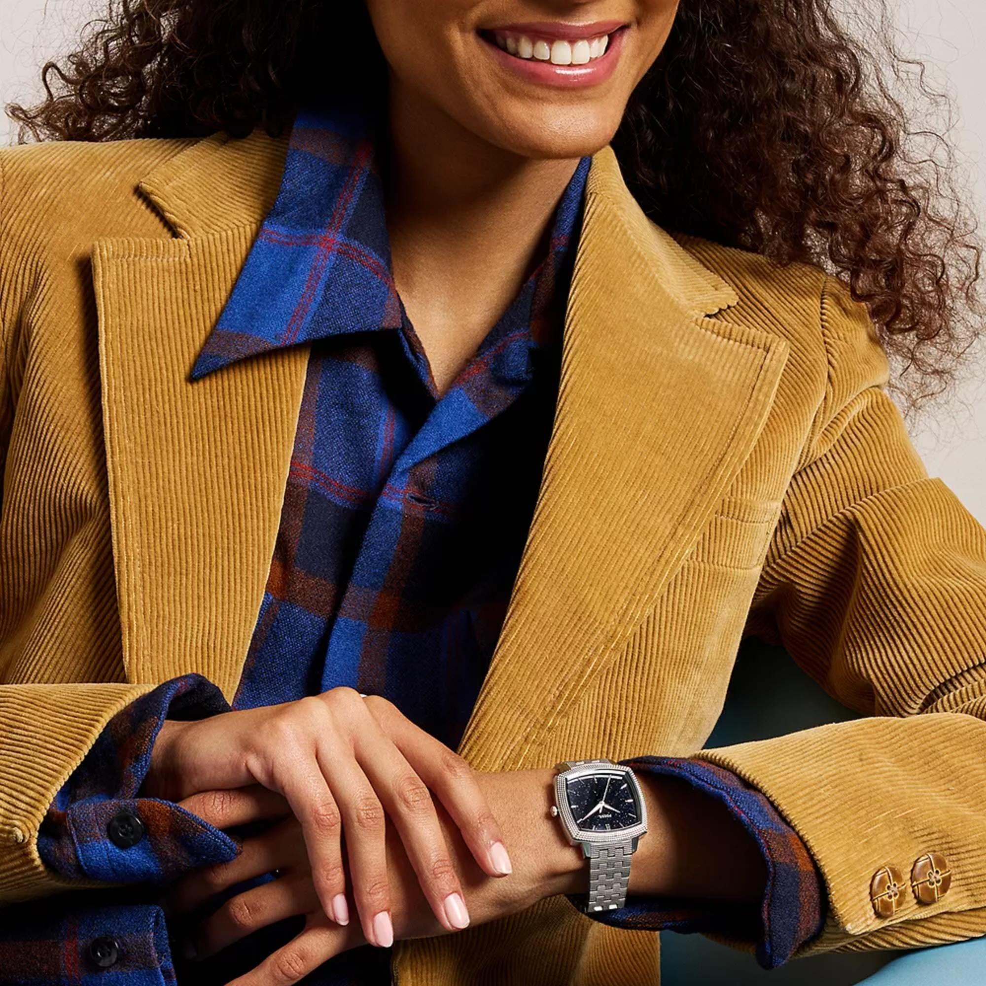 Fossil Machine x Nick Jonas 37mm Blue Dial Steel Quartz Watch LE1216