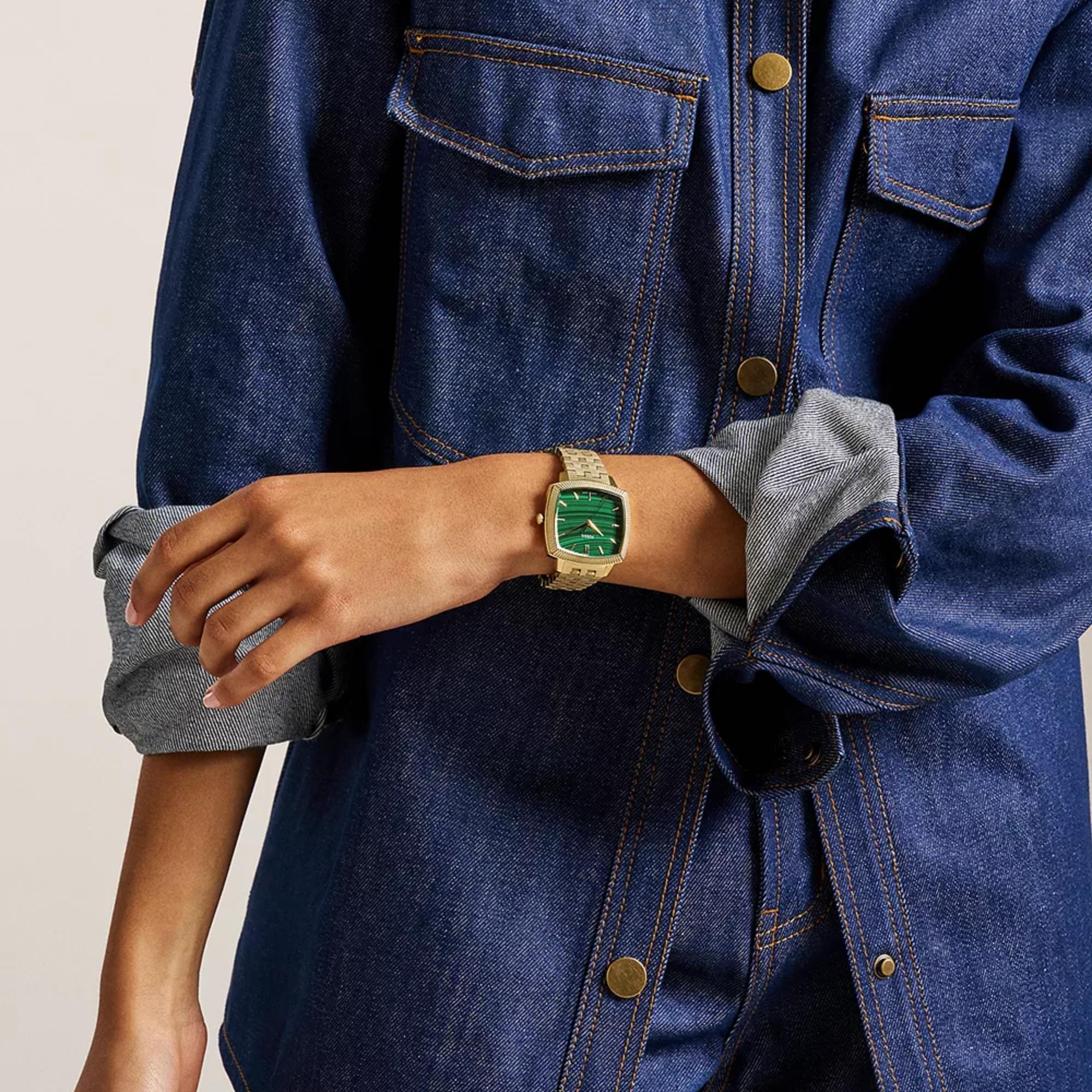 Fossil Machine x Nick Jonas 37mm Green Dial Steel Quartz Watch LE1217