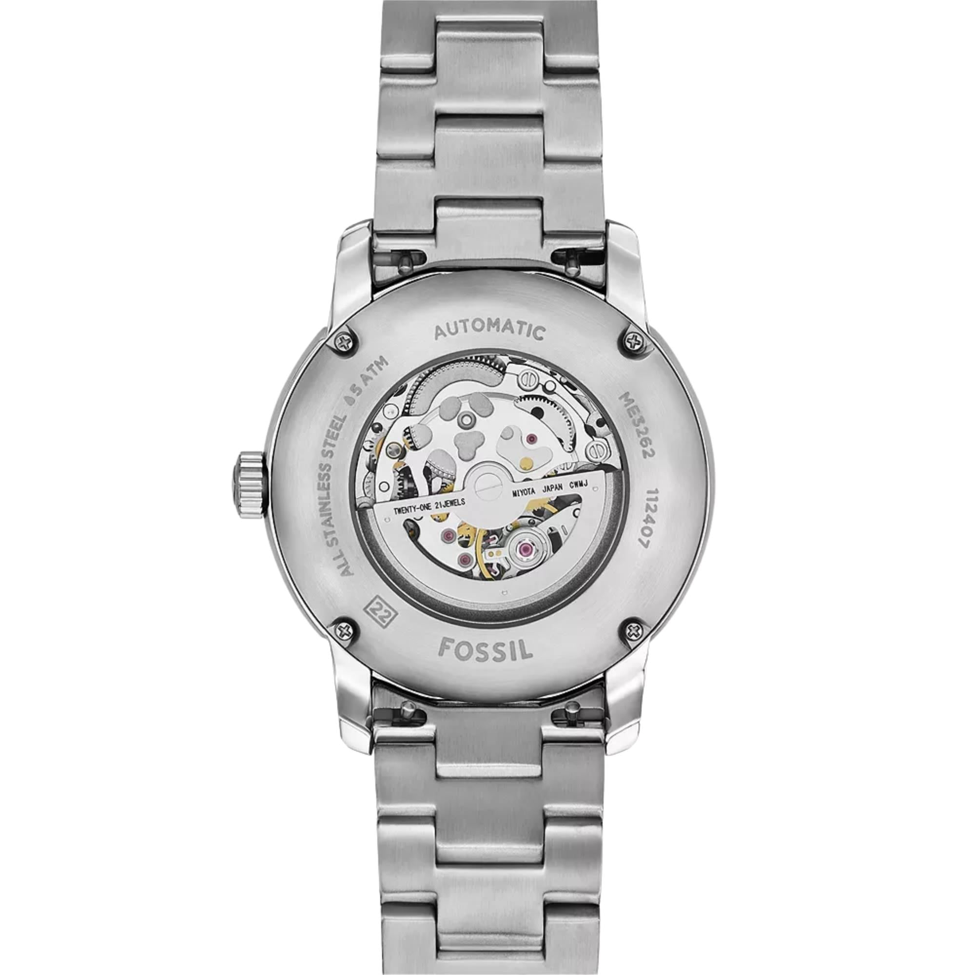 Fossil Heritage 43mm Skeleton Green Dial Steel Mens Automatic Watch ME3262