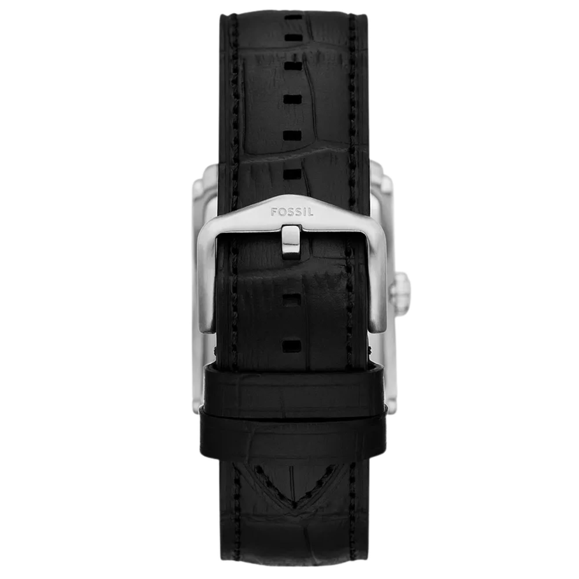 Fossil Carraway 30mm Silver Dial Leather Mens Quartz Watch FS6078