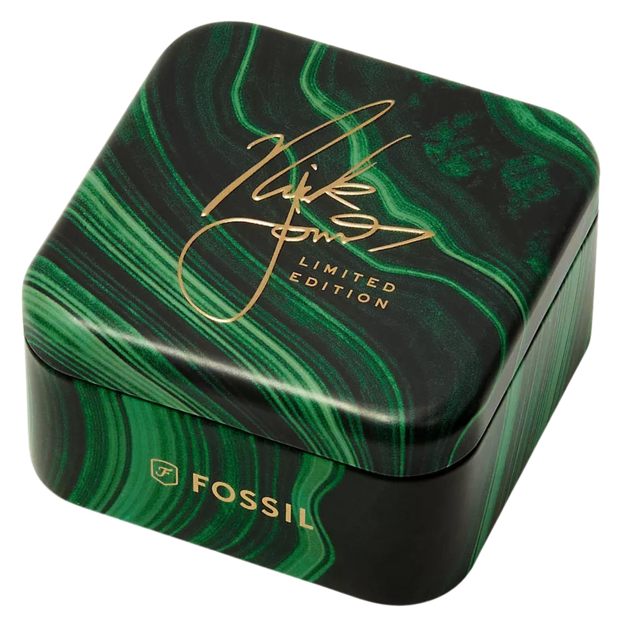 Fossil Machine x Nick Jonas 19mm Green Dial Steel Quartz Ring Watch LE1213