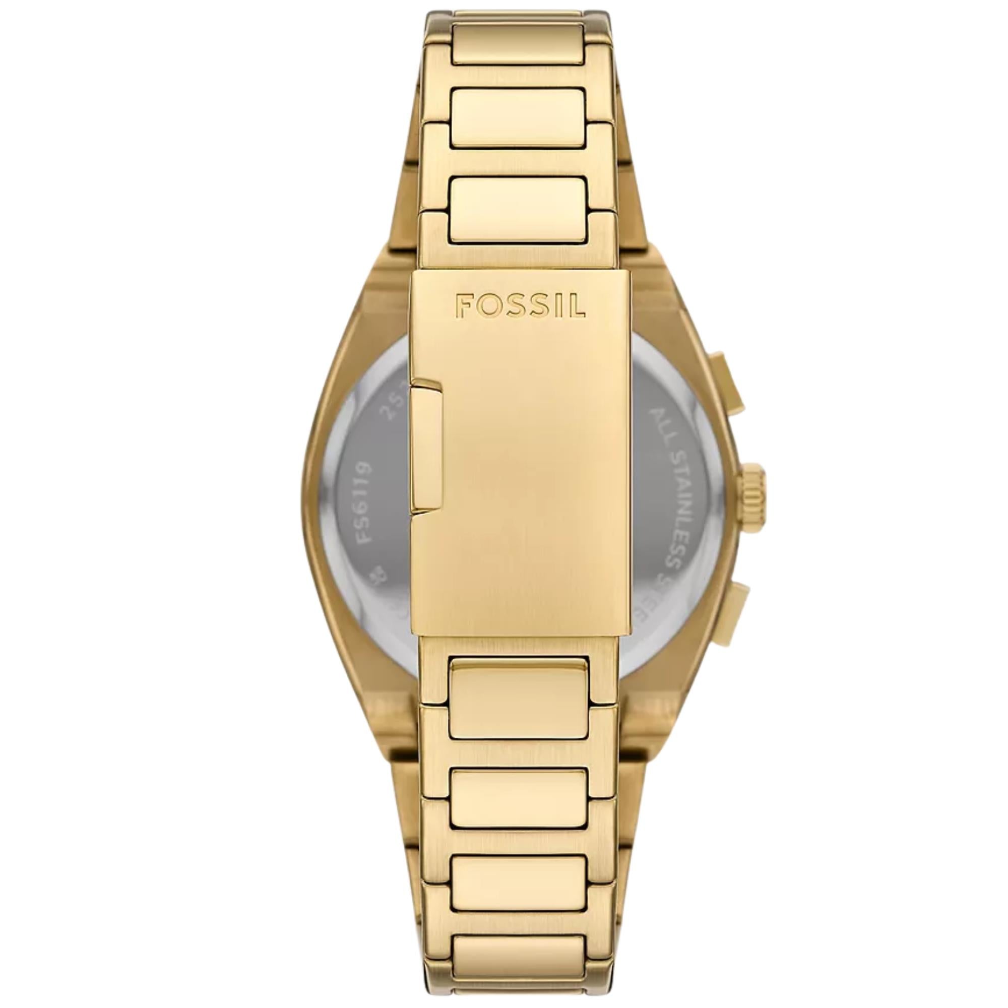 Fossil Everett 44mm Chronograph Gray Dial Steel Mens Quartz Watch FS6119